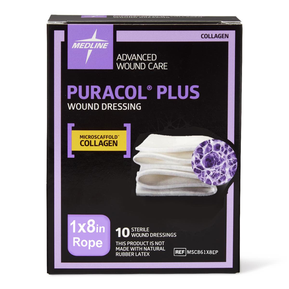 Puracol Plus Collagen Wound Dressing, Sterile, 1 x 8 inch - Box of 10 - Image 1