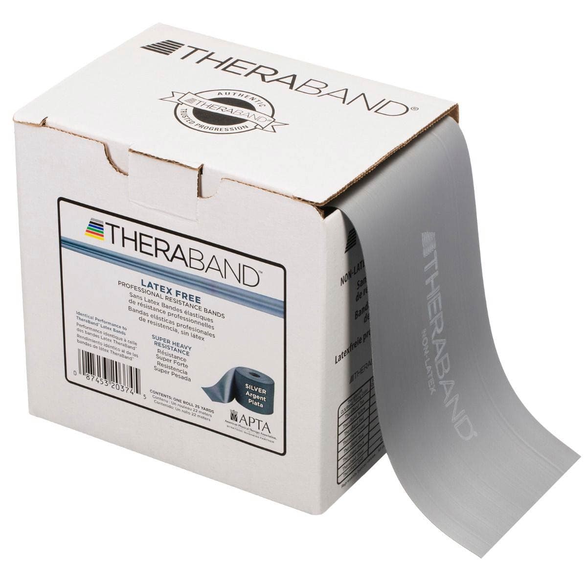 TheraBand Professional Non-Latex Resistance Bands, Super Heavy , Level 6, Silver, 25-Yard - Box of 1 - Image 1