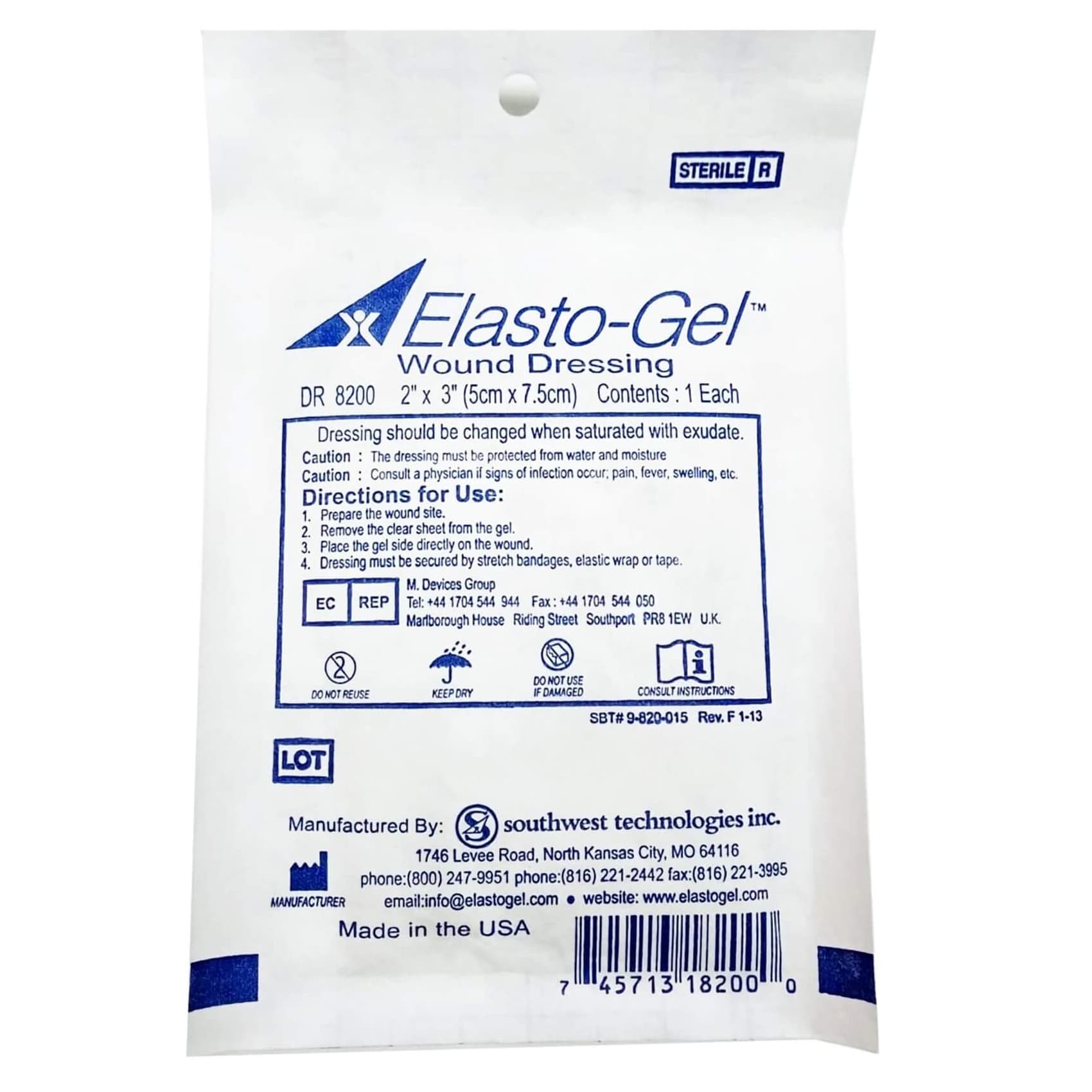 Elasto-Gel Absorbent Wound Dressing, 4-Way Stretch Backing, 2 x 3 Inch - Image 1