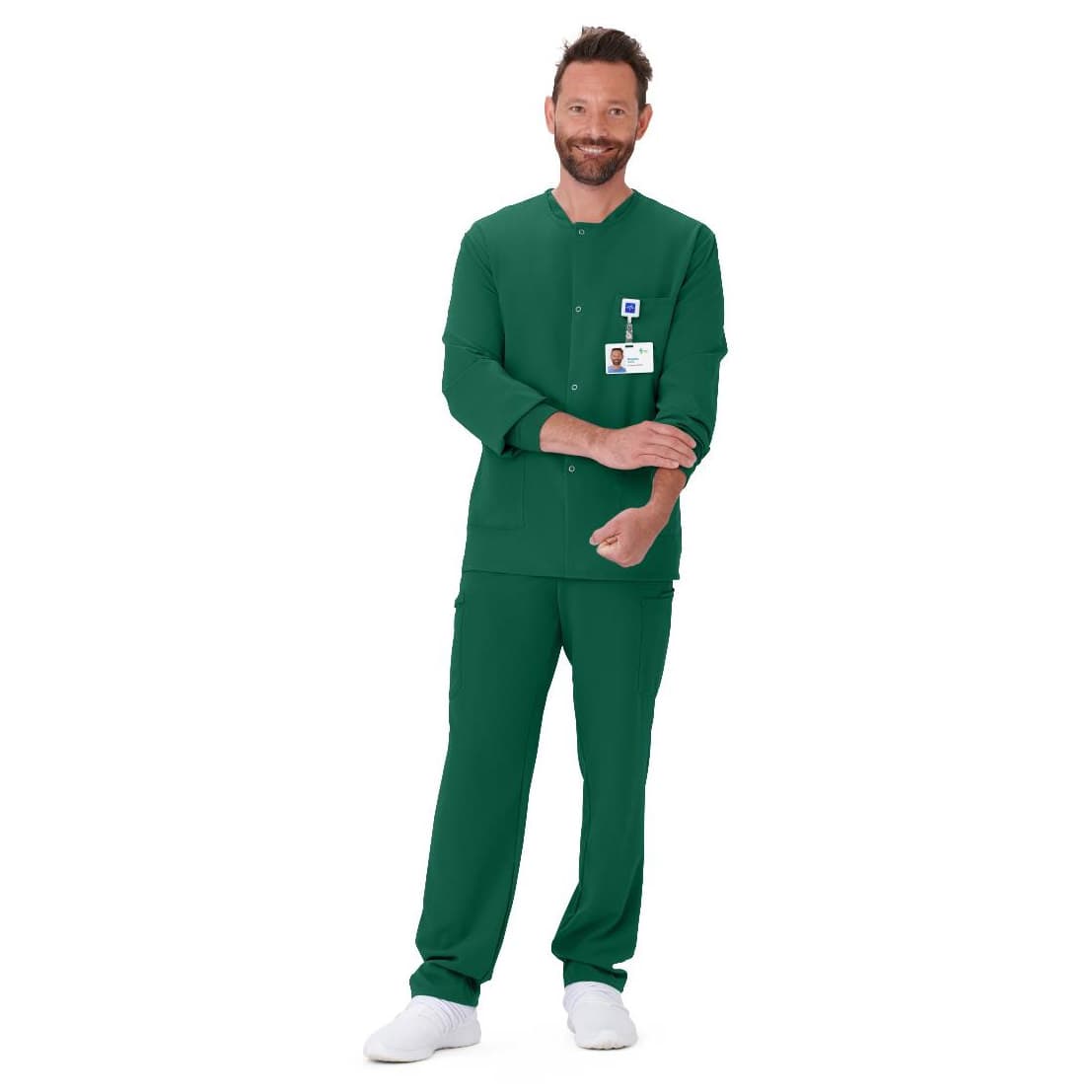 West End AVE Unisex 3 Pocket Scrub Jacket, Cuffed, Hunter Green, Small - Each - Image 1