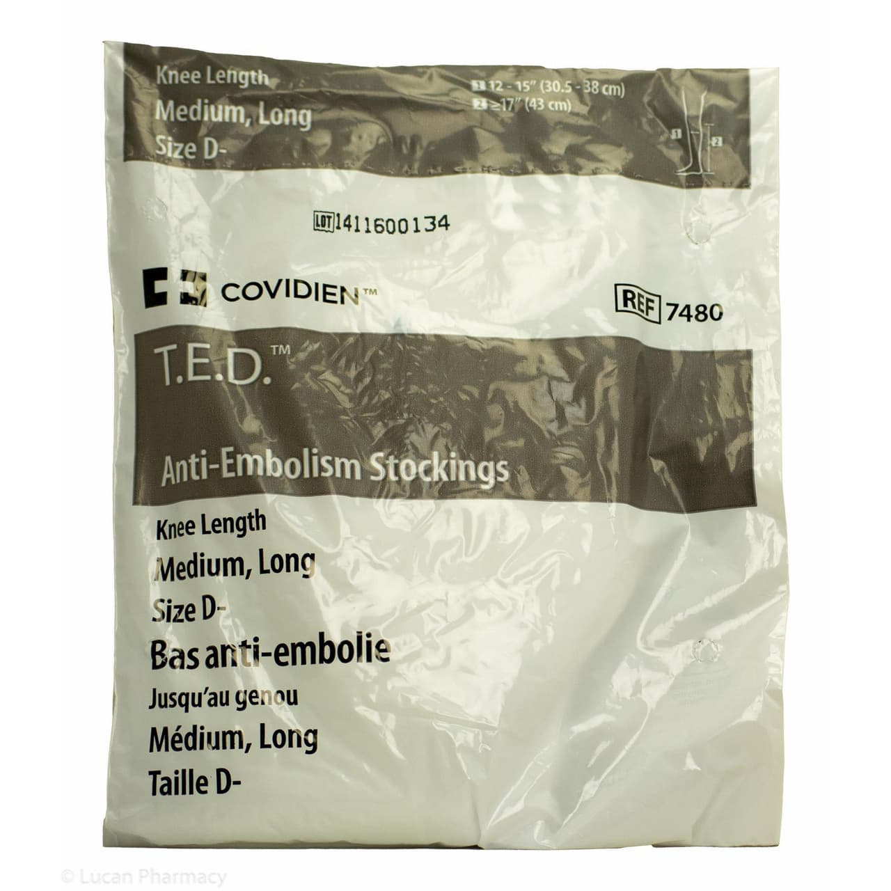 T.E.D Knee High Anti-Embolism Stockings, White, Medium-Long - Pair - Image 1