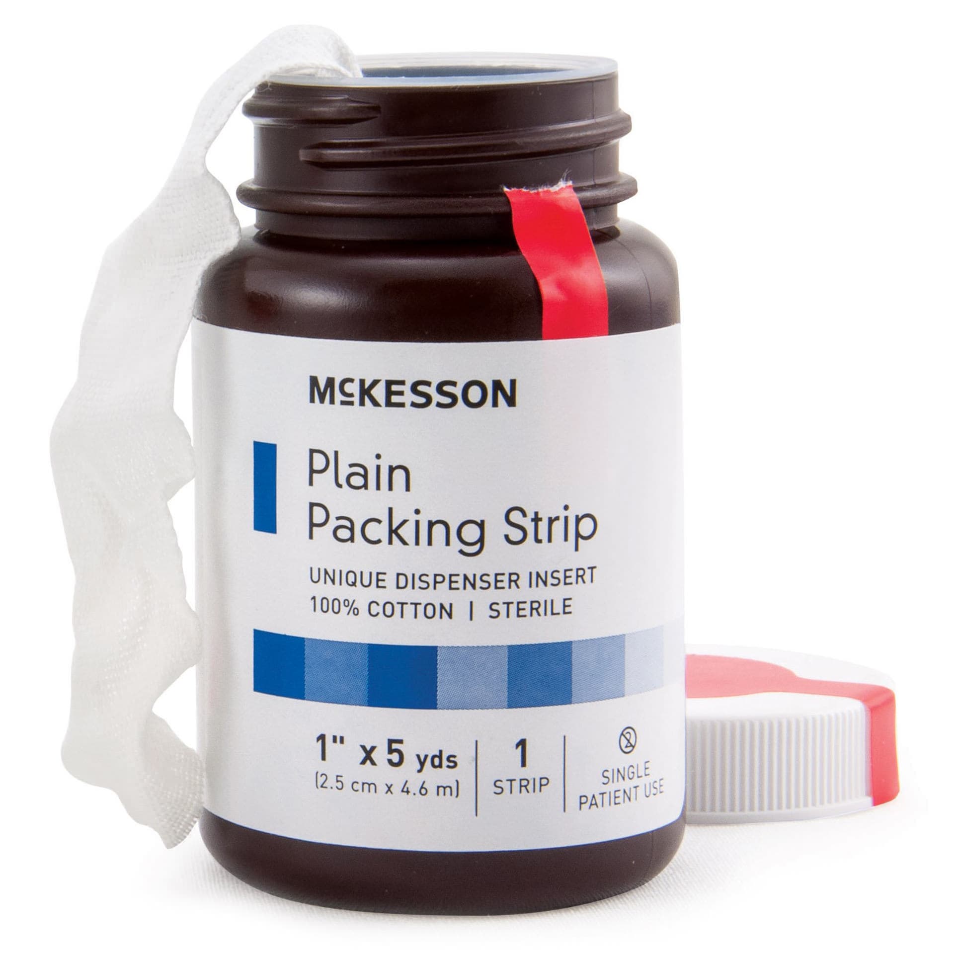 McKesson Wound Packing Strip White Bottle Non-impregnated Sterile, 1 Inch x 5 Yard, Large - Case of 12 - Image 1