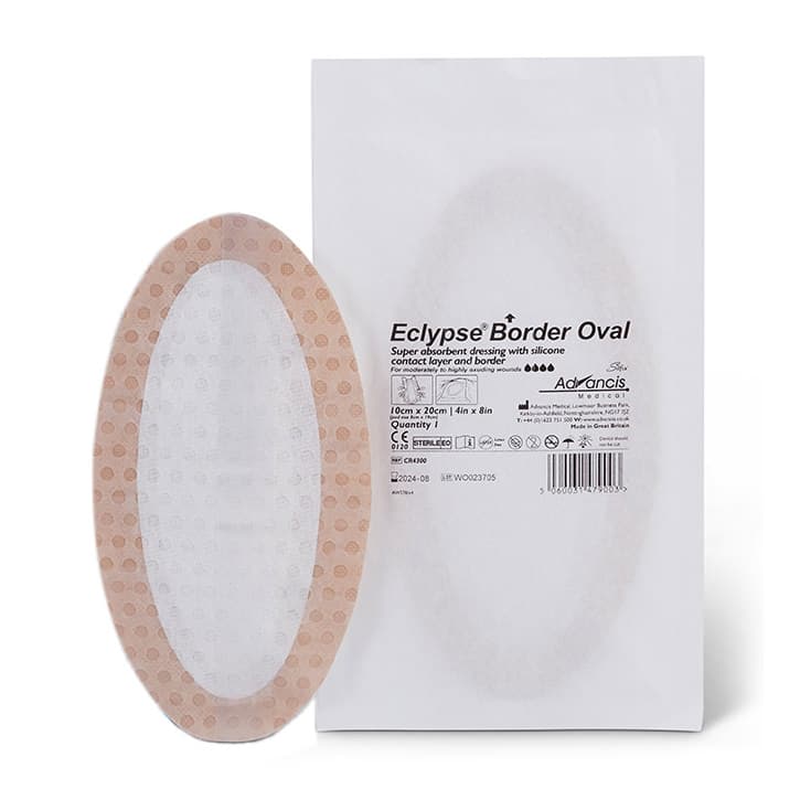 Eclypse Border Oval Super Absorbent Dressing 4 x 8 Inch - Image 1