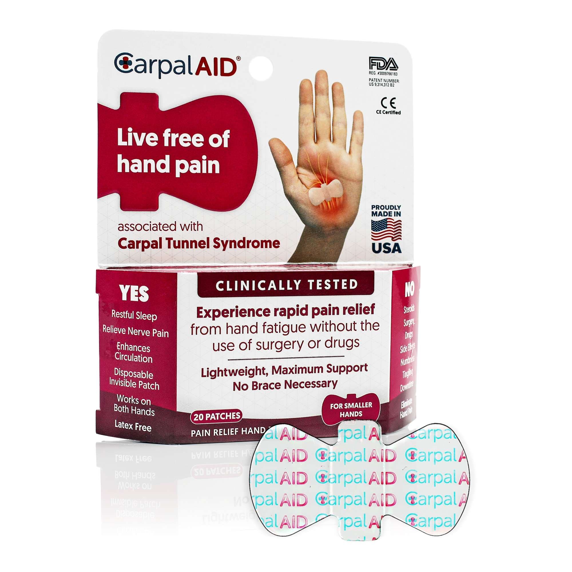 Carpal AID Hand-Based Carpal Tunnel Support Patch, Small - Package of 20 - Image 1
