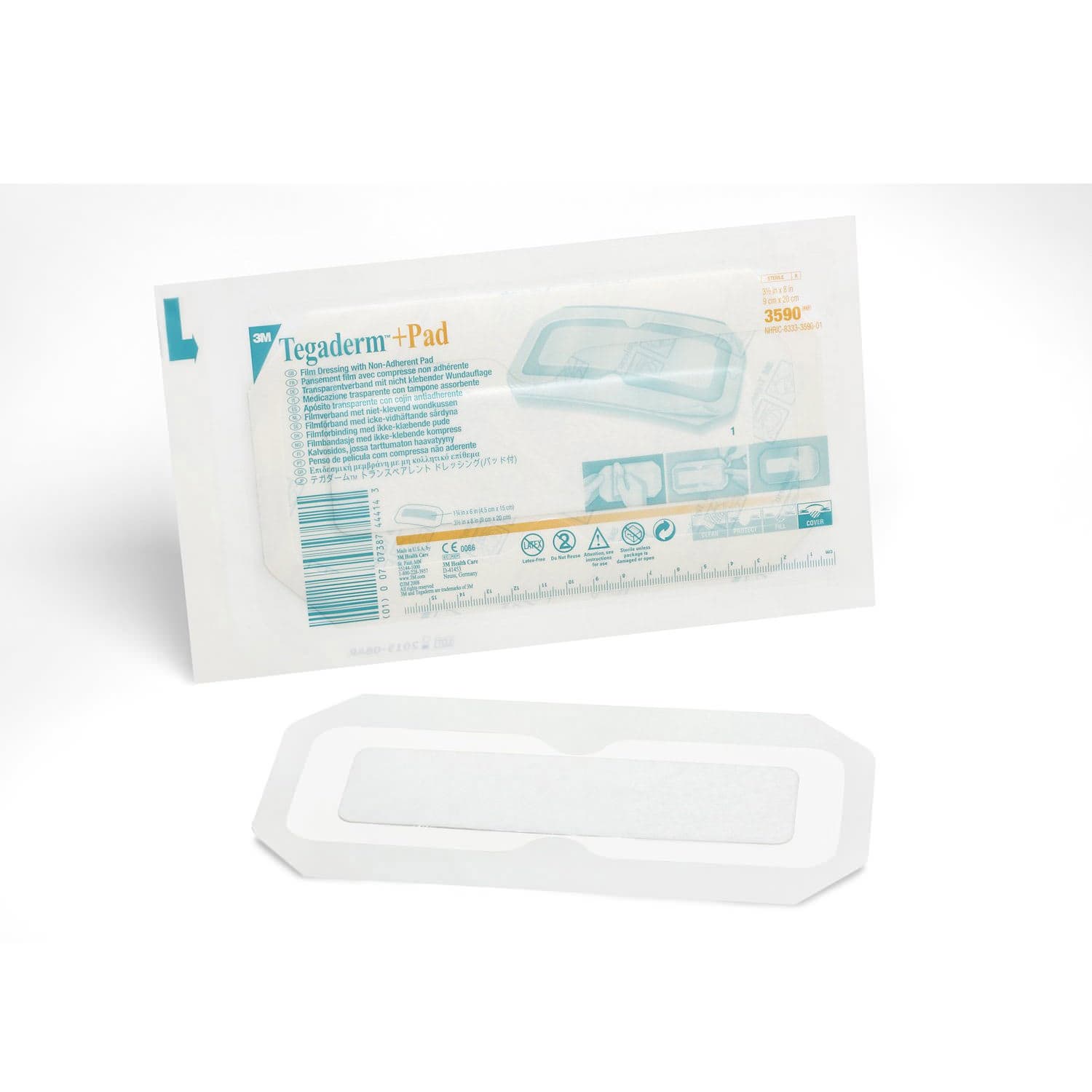 3M Tegaderm Plus Pad Film Dressing, 8" x 3-1/2" - Case of 100 - Image 1