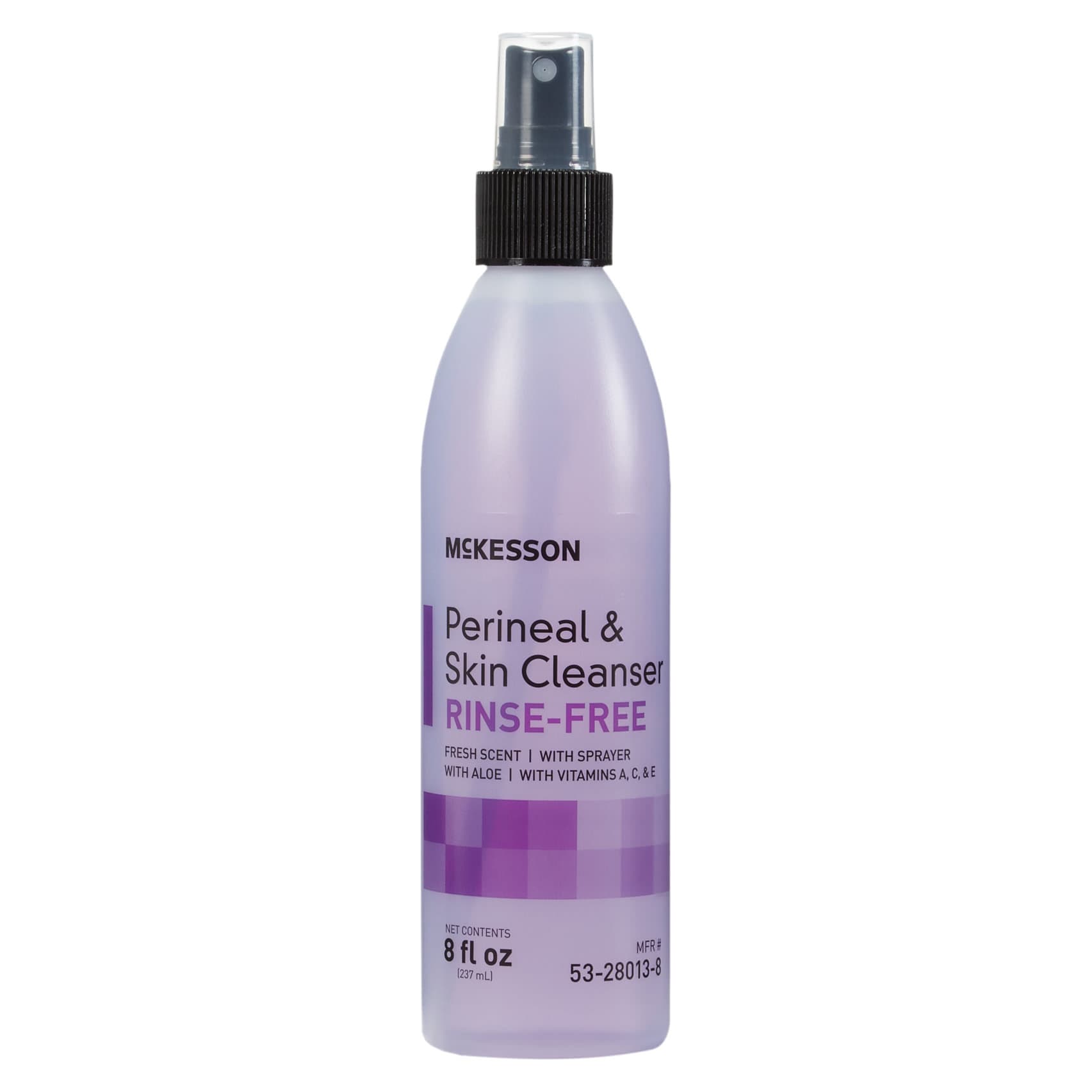 McKesson Rinse-Free 8 oz Fresh Scented Perineal and Skin Cleanser Pump Bottle - Case of 48 - Image 1