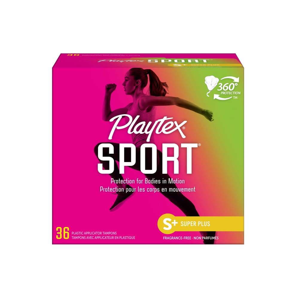 Playtex Sport Unscented Sanitary Tampon, Super Plus Absorbency - Box of 36 - Image 1
