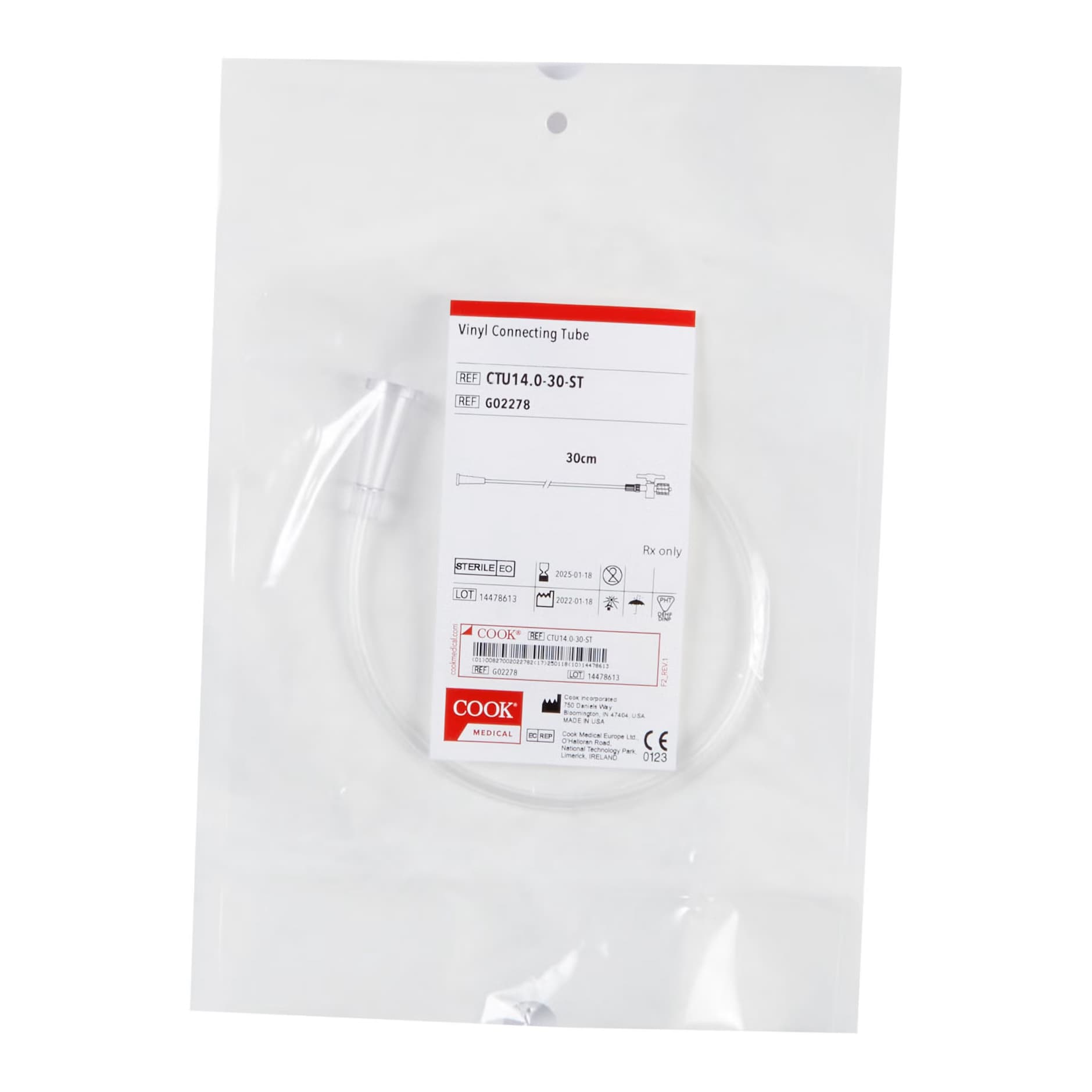 Cook VPI Tube with Drain Bag Connector 14Fr 30cm, Stopcock, Latex-free - Image 2
