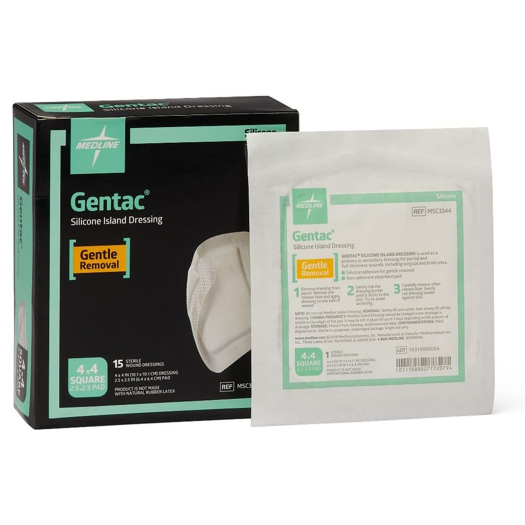 Gentac Silicone Adhesive Island Wound Dressing, 4 x 4 Inch - Case of 150 - Image 1