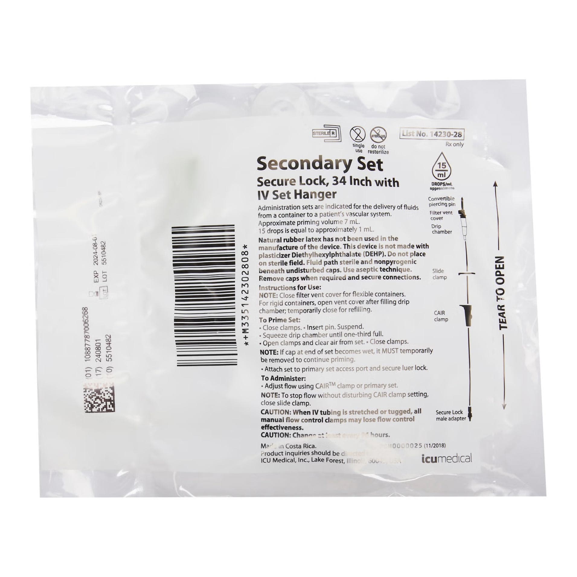 ICU Medical Secondary IV Administration Set Without Filter - Image 2