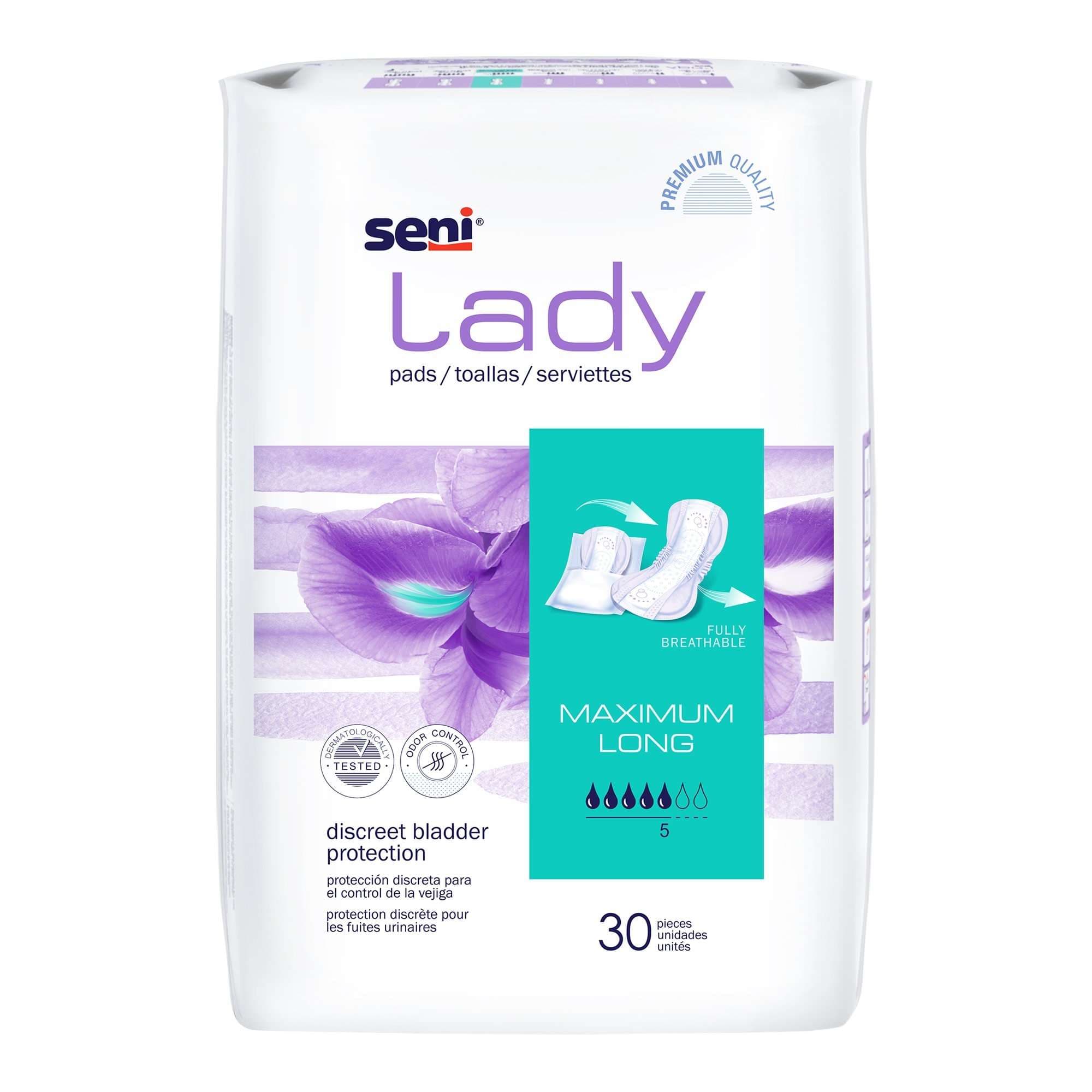 Seni Lady Maximum Bladder Control Pad, 11 Inch Length - Case of 180 - Image 1