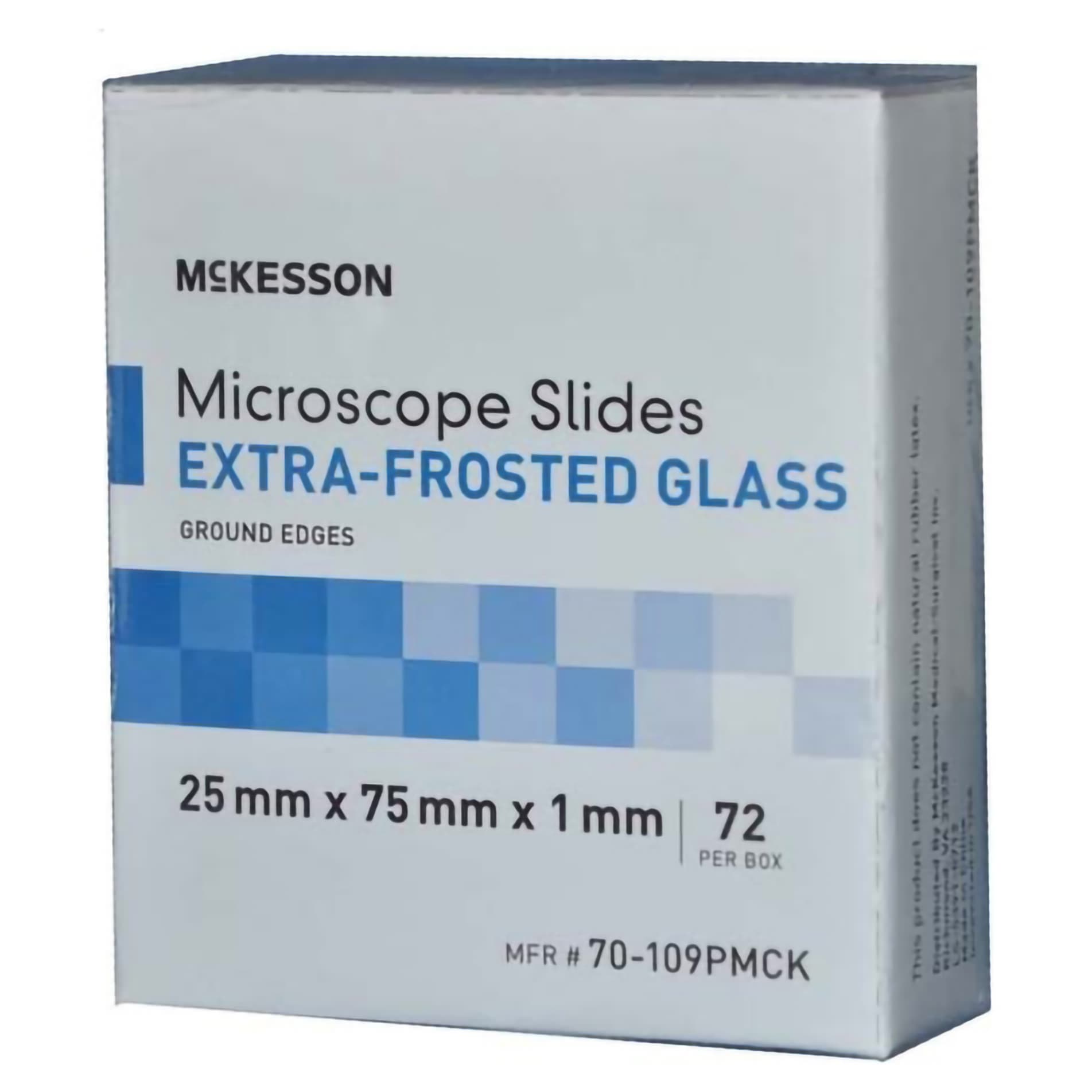 McKesson Microscope Slide, Extra-Frosted End, 25 x 75 x 1 mm, Beveled Edges - Box of 72 - Image 1