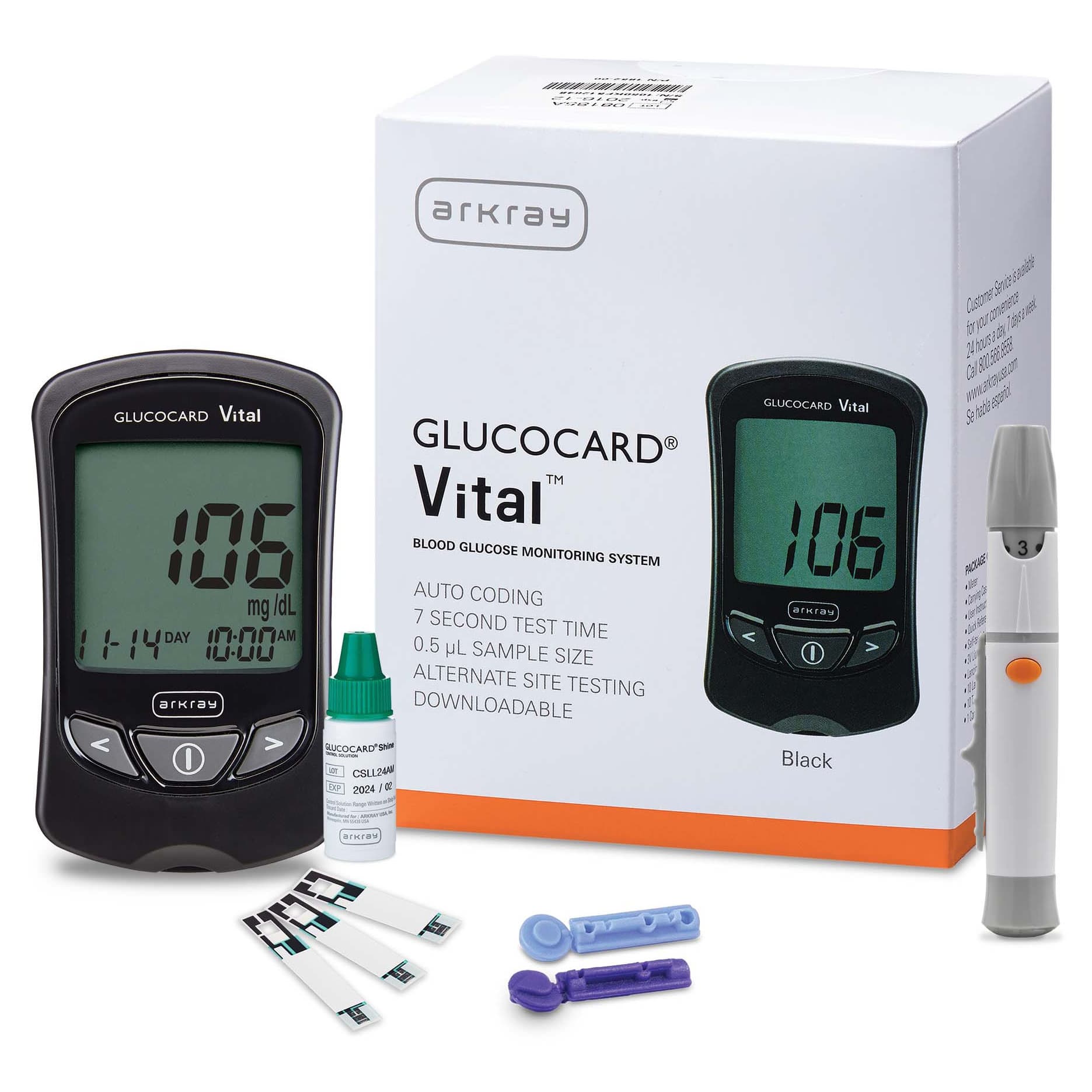 Arkray Glucocard Vital Blood Glucose Meter Kit, Results in 7 sec, Auto Coding - Image 1