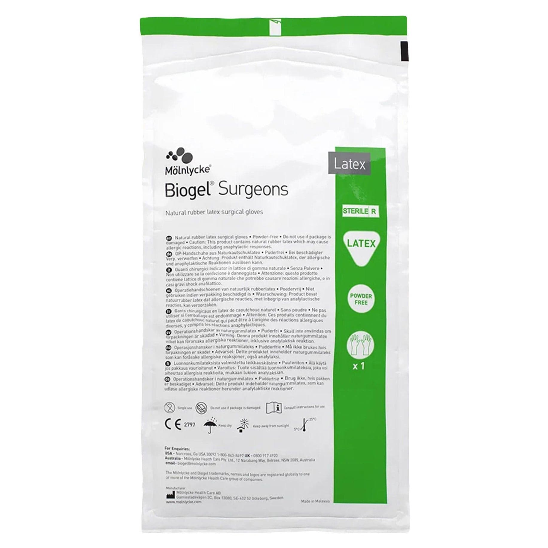 Biogel Surgeons Surgical Glove Straw Neutral Beaded Cuff Standard, 11.8 Inch, Size 8 - Pair - Image 1