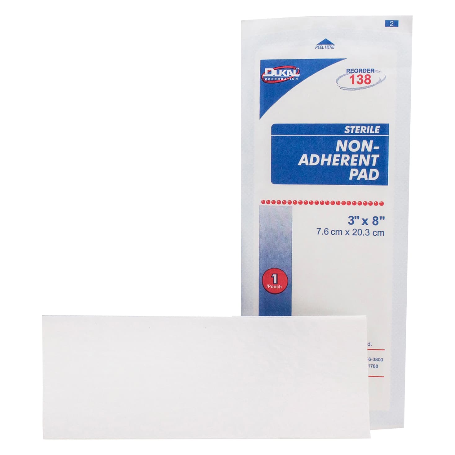 Dukal Non-Adherent Dressing White Rectangle, 3 x 8 Inch - Each - Image 1