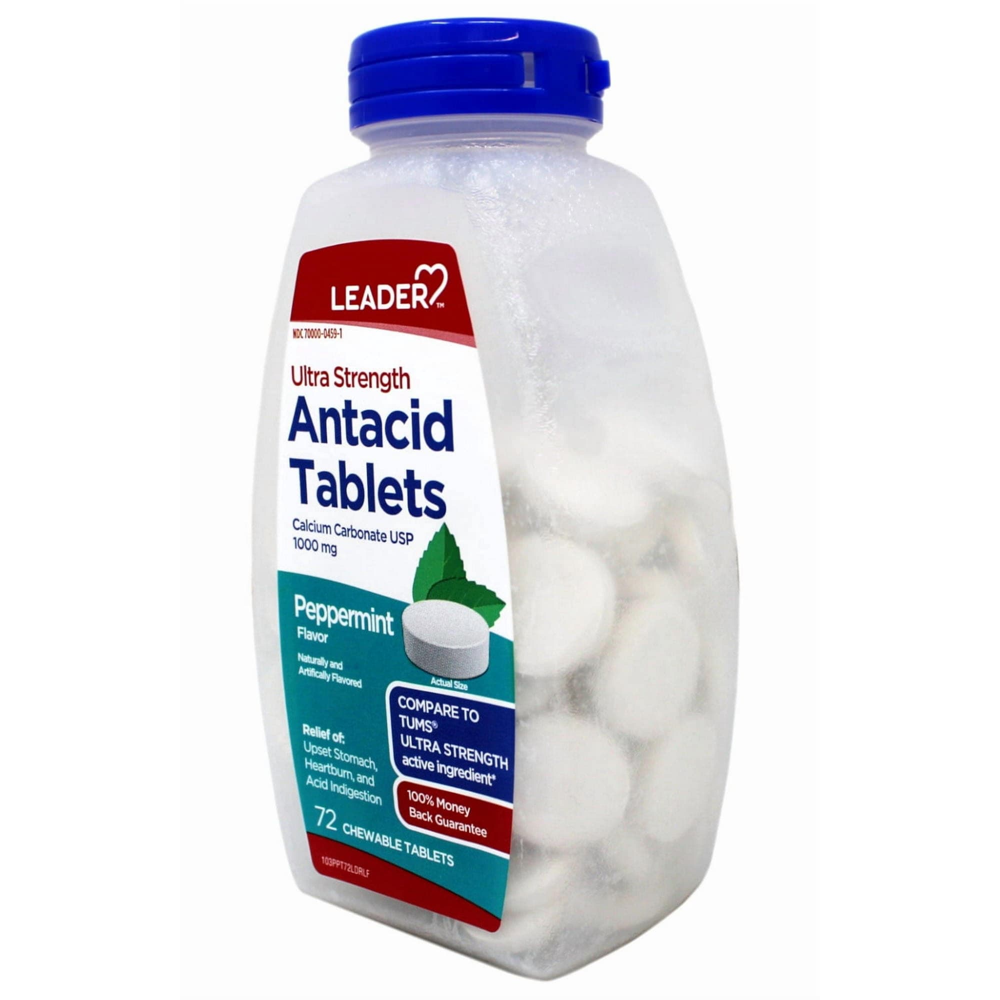 Leader Ultra Strength Antacid, Chewable Tablets, Peppermint, 1000 mg, 72 Count - Each - Image 3