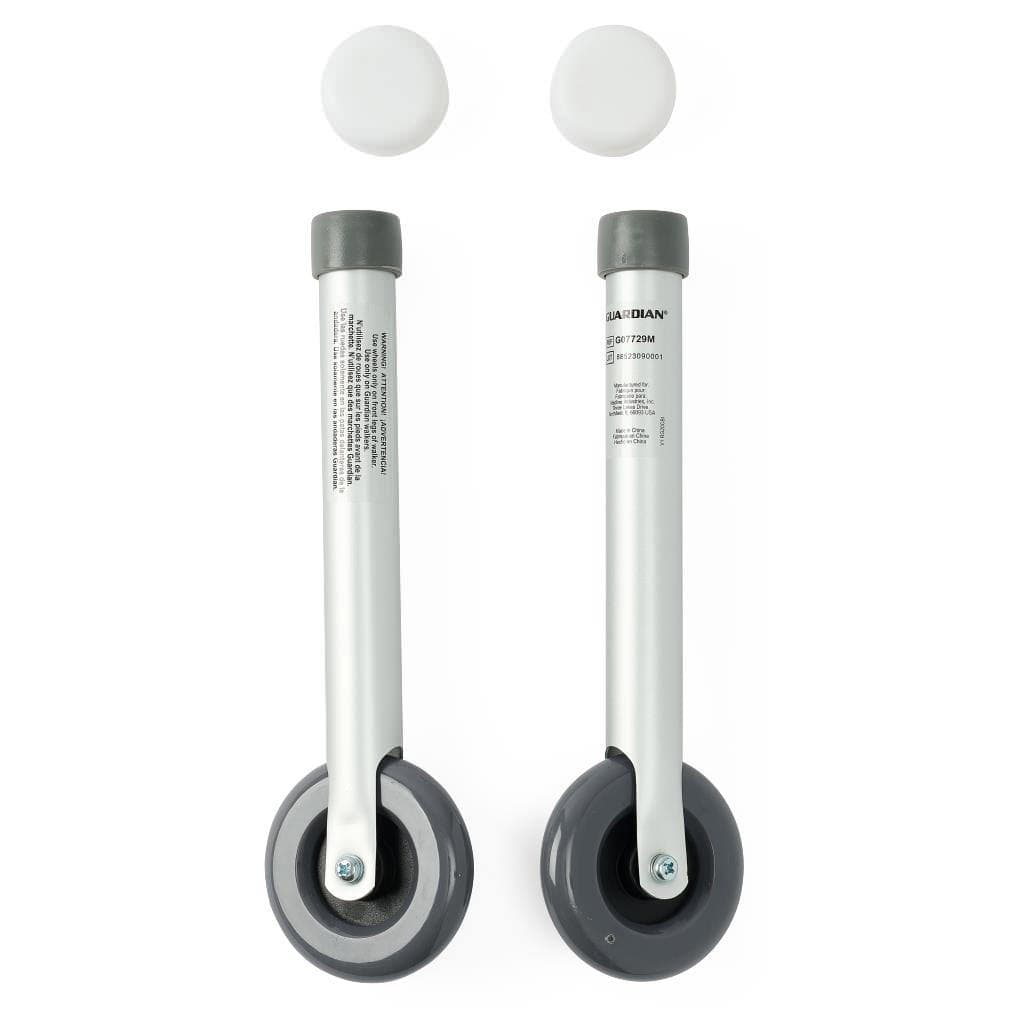 Medline Footpiece Set with 3" Wheels for Walkers - Pair of 2 - Image 3