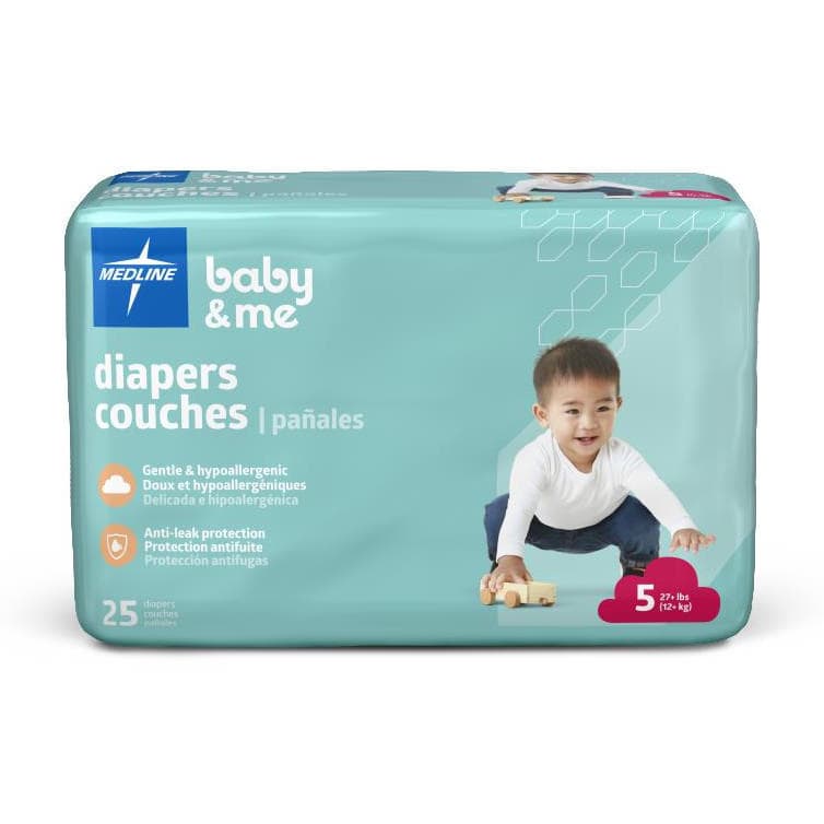 Medline Baby and Me Diaper, Size 5 - Case of 200 - Image 1