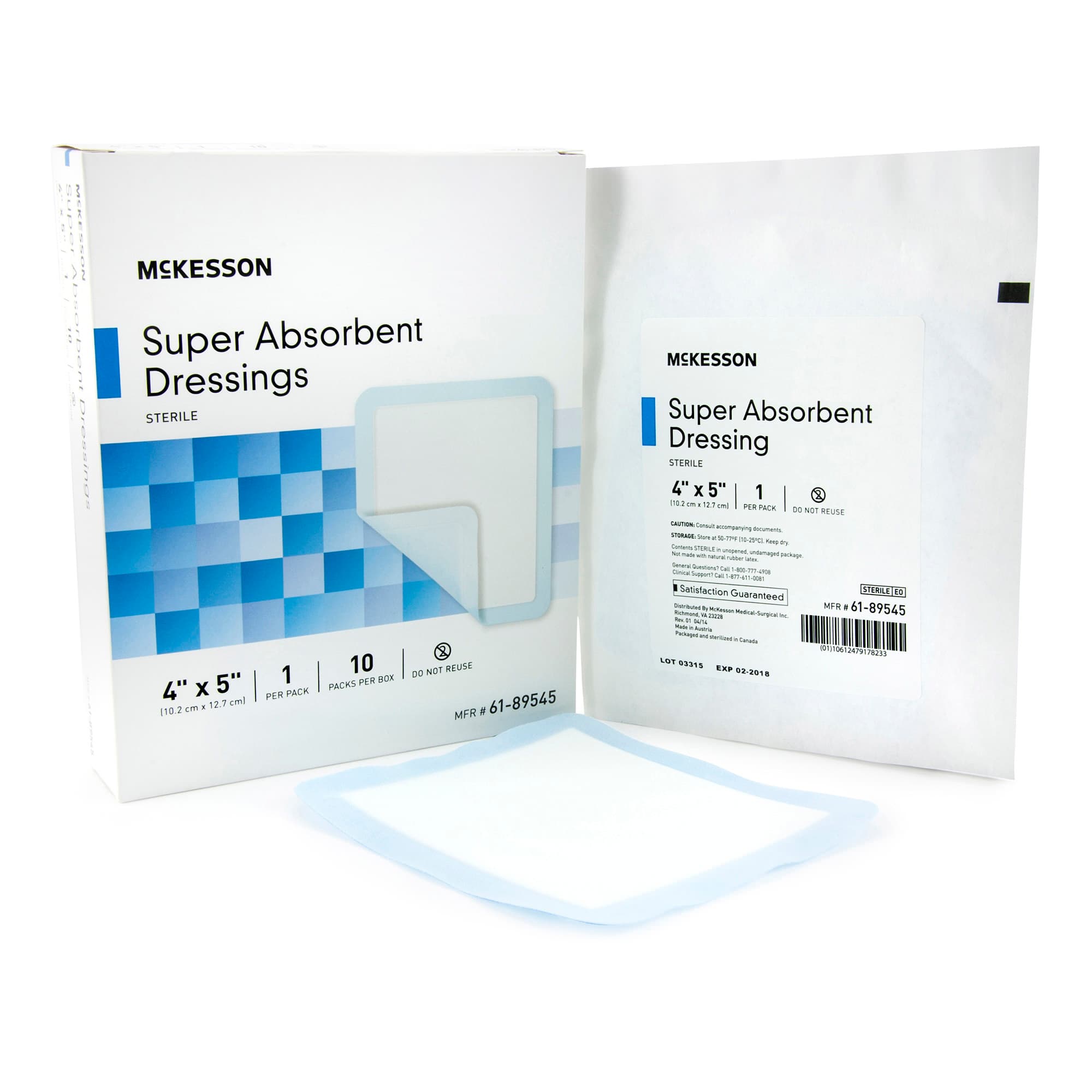 McKesson Super Absorbent Dressing Polypropylene Backing Blue White Rectangle Sterile - Image 5