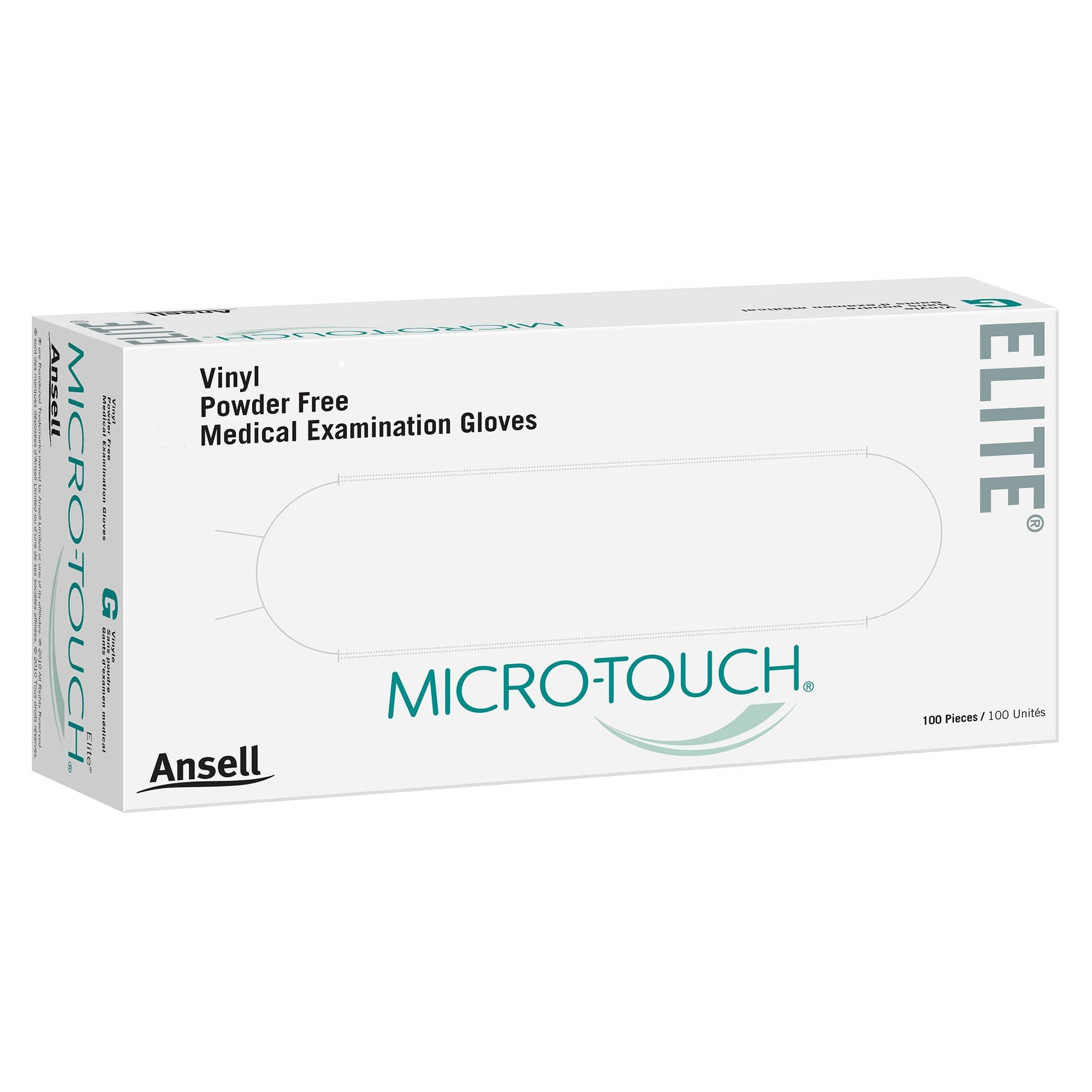 Ansell Micro-Touch Elite NonSterile Vinyl Exam Gloves, Large - Box of 100 - Image 1