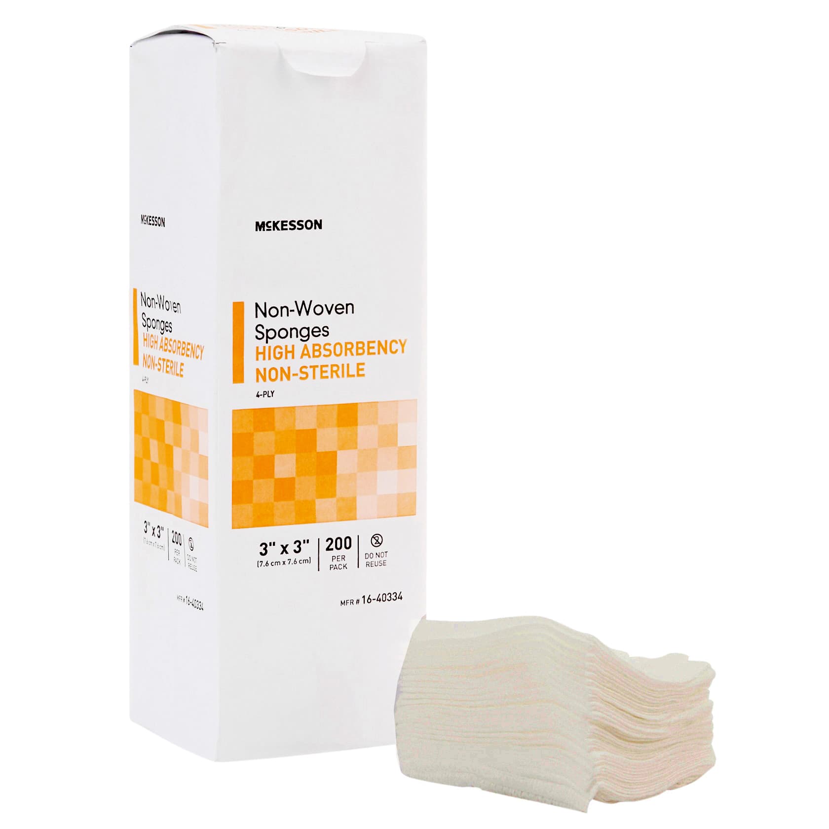 McKesson Non Woven Gauze Sponges, 4-ply, 3 x 3 Inch - Case of 20 - Image 1