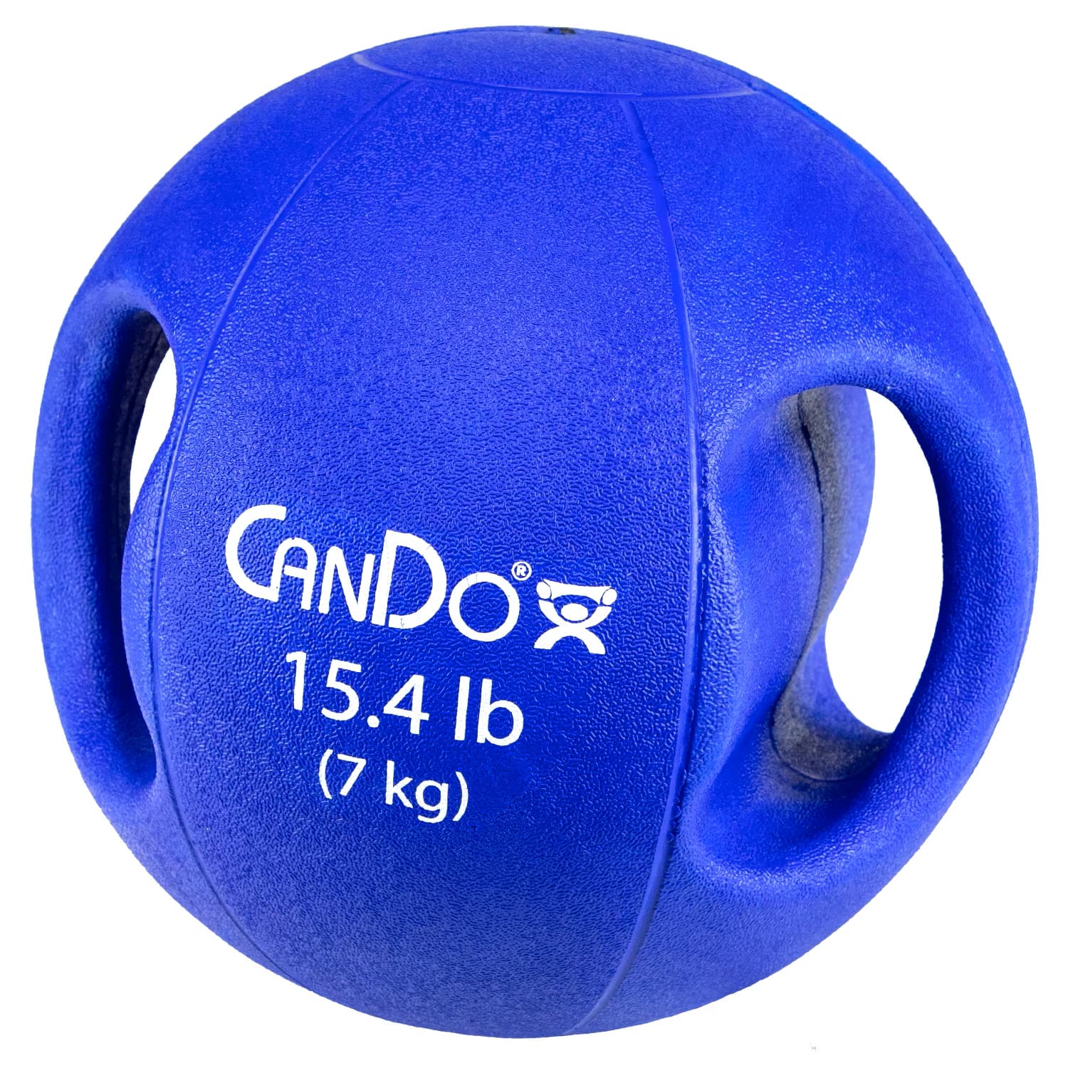 CanDo Molded Dual Handle Medicine Ball, 15.4 Lbs, Blue - Image 1