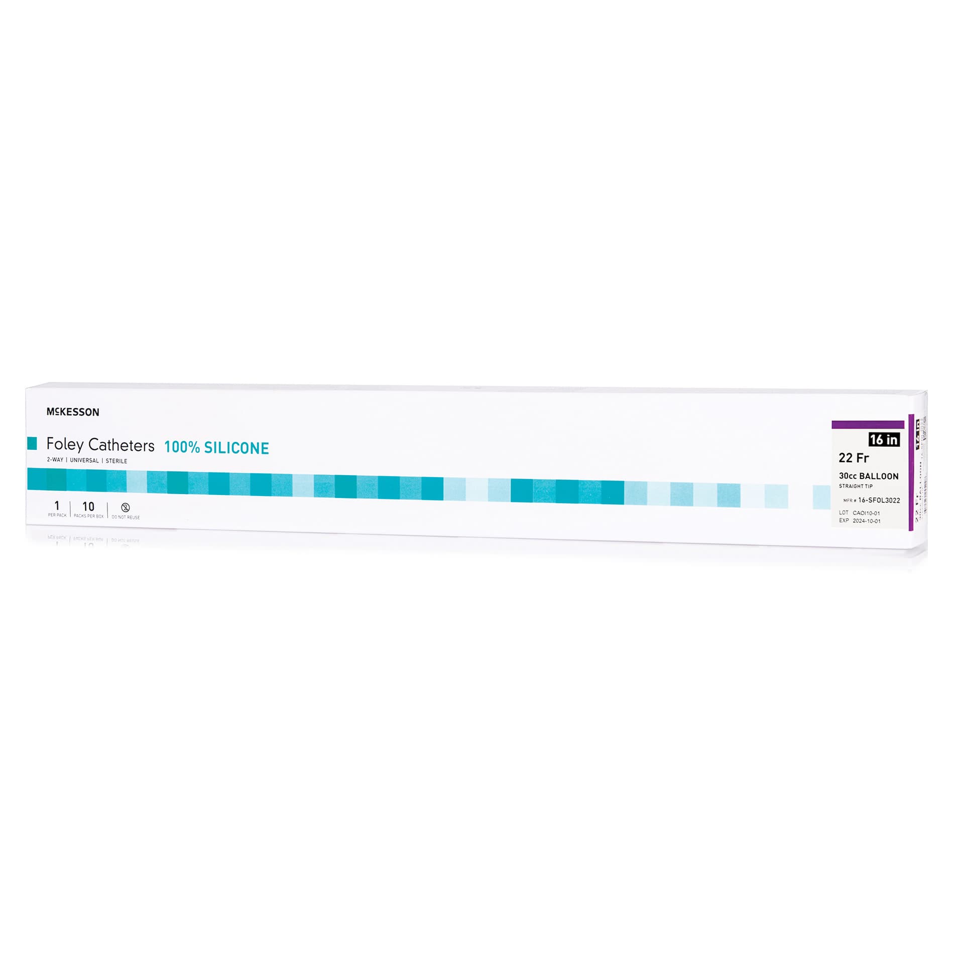 McKesson 2-Way Silicone Foley Catheter with Standard Tip, Purple, 22 Fr - Box of 10 - Image 1