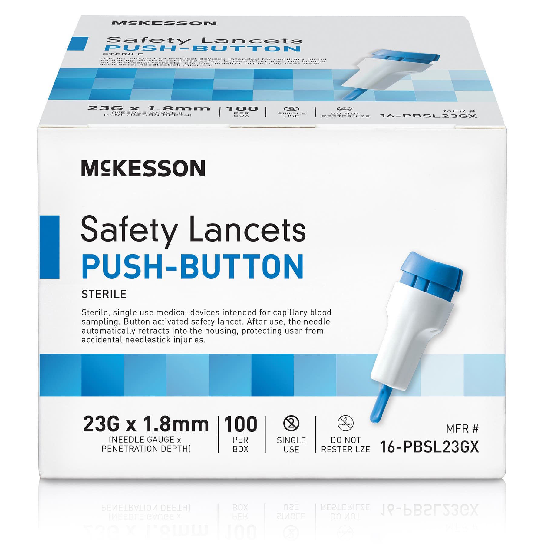 McKesson Brand Safety Lancet with Push Button Activation - Box of 100 - Image 1