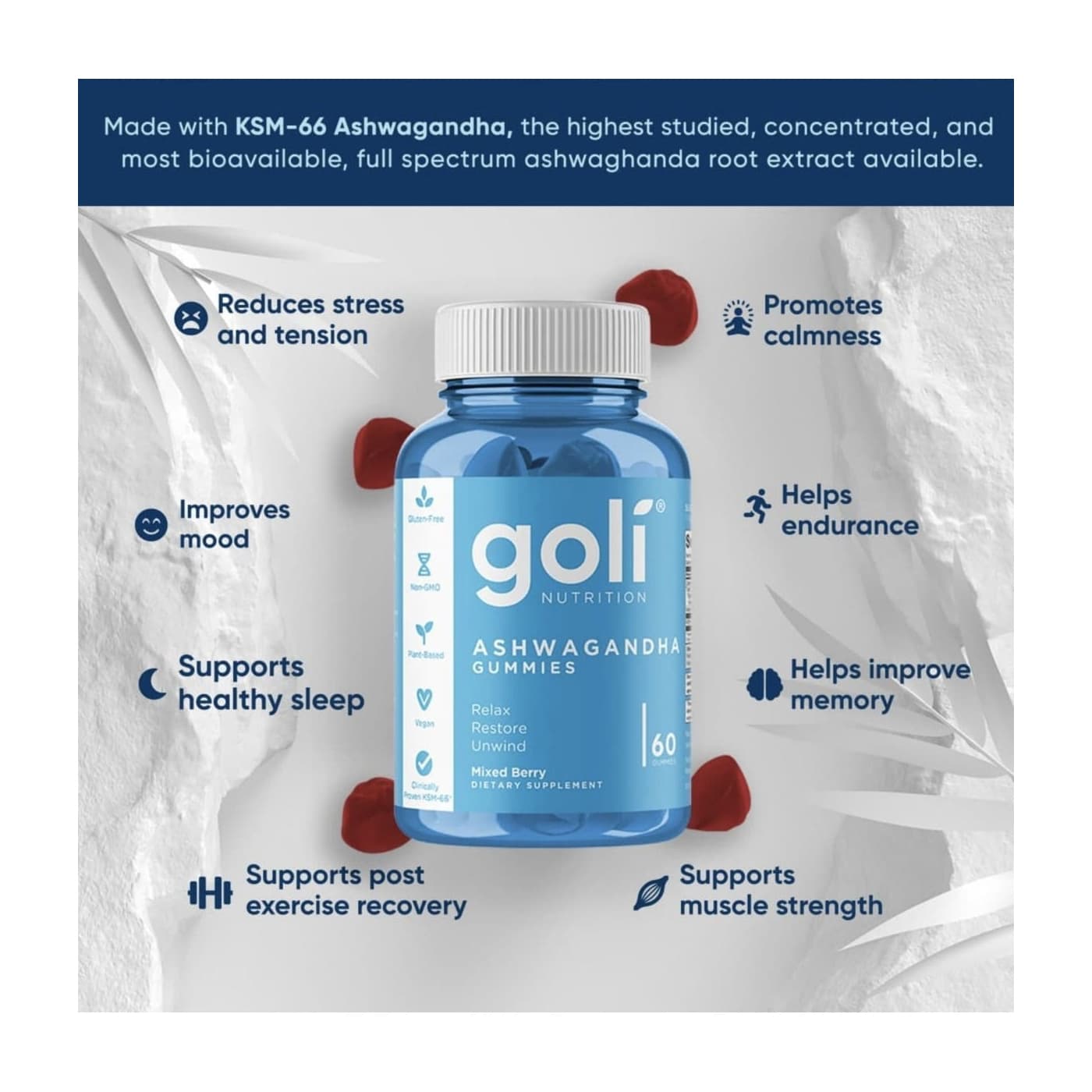 Goli Nutrition Ashwagandha Gummies, 60 Count - Each - Image 3