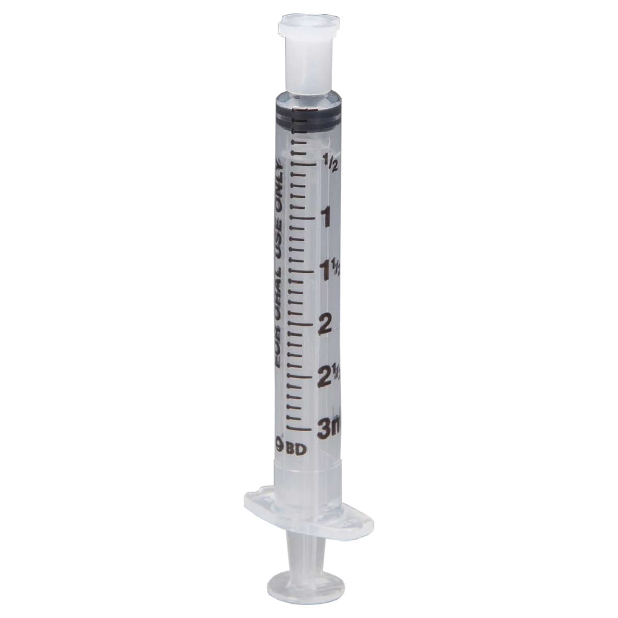 BD Oral Syringe with Tip Cap, Clear, 3 ml - Box of 100 - Image 1
