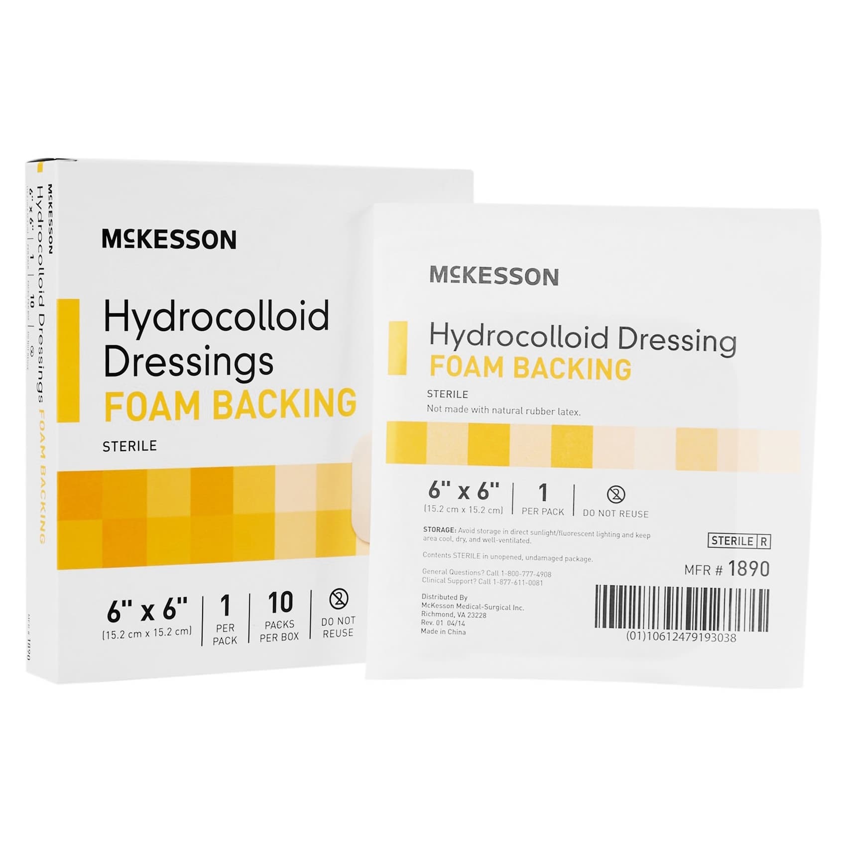 Mckesson Hydrocolloid Square Dressing, 6 x 6 Inch - Box of 10 - Image 1