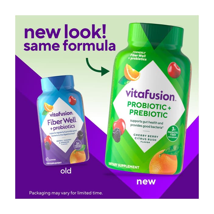 Vitafusion Probiotic + Prebiotic Gummies, Cherry Berry Citrus Rush Flavor - Image 3