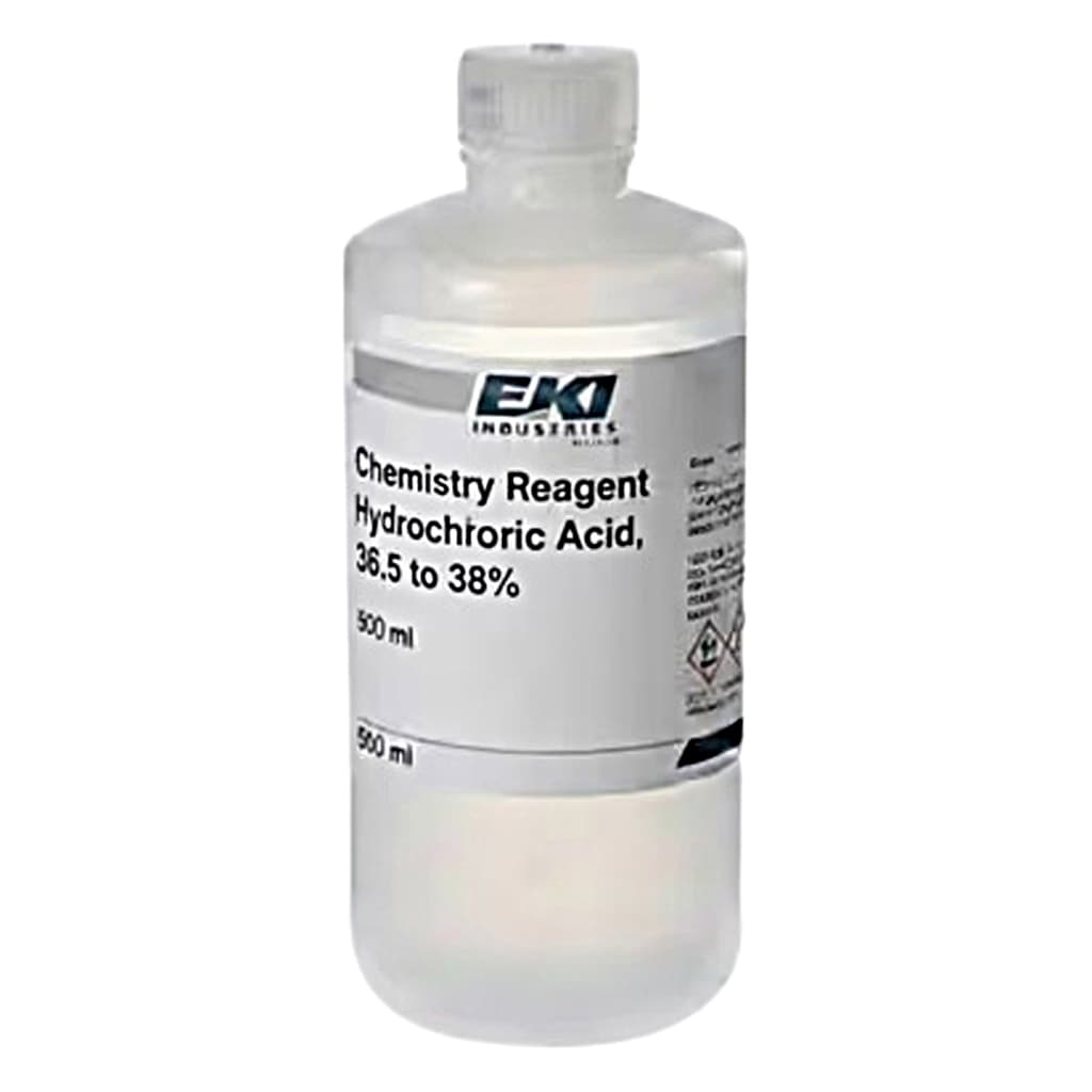Chemistry Reagent Hydrochloric Acid, 36.5 to 38%, 500 ml - Each