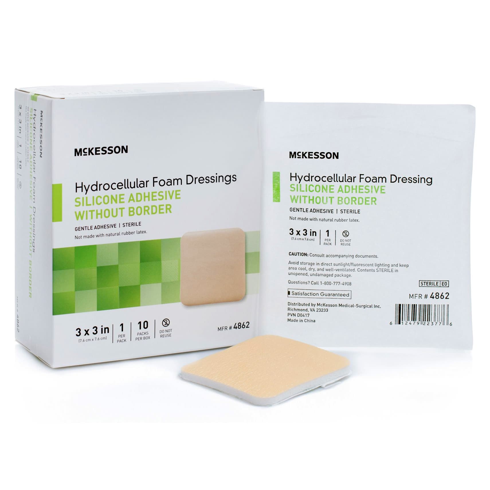 McKesson Hydrocellular Silicone Gel Adhesive Foam Dressings without Border, 3" x 3" - Case of 200 - Image 1
