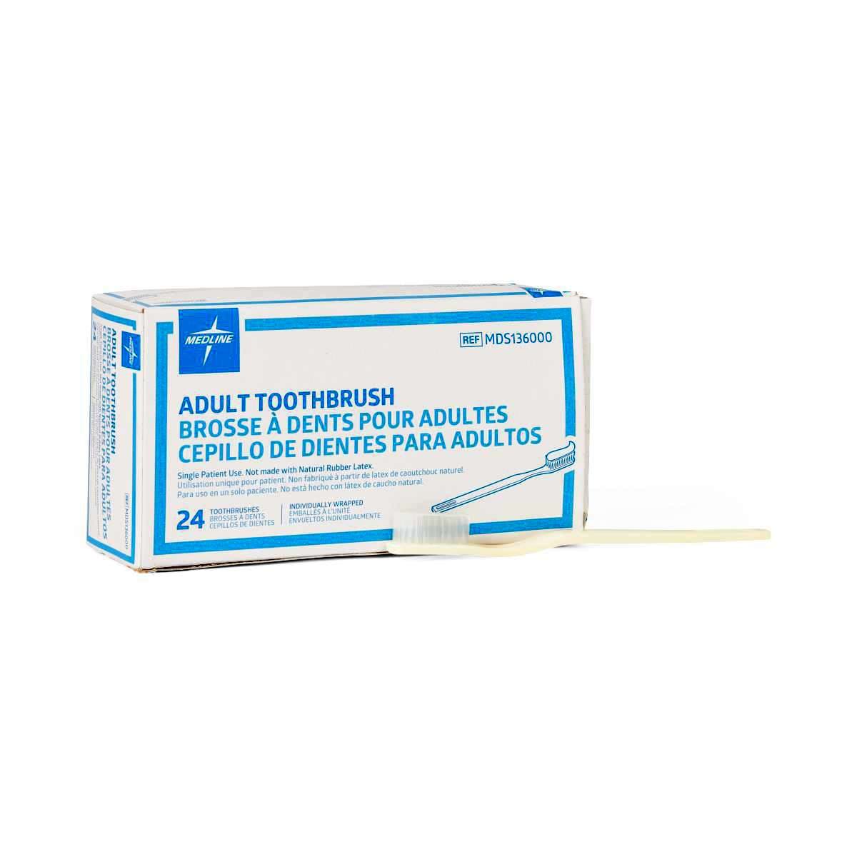 Medline Adult Toothbrush, 30 Tuft - Package of 24 - Image 1