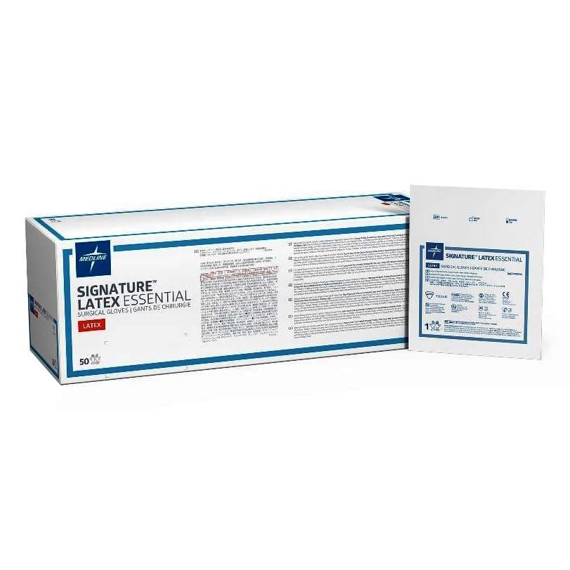 Medline Signature Latex Essential Surgical Gloves, 6 Inch - Box of 50 - Image 1
