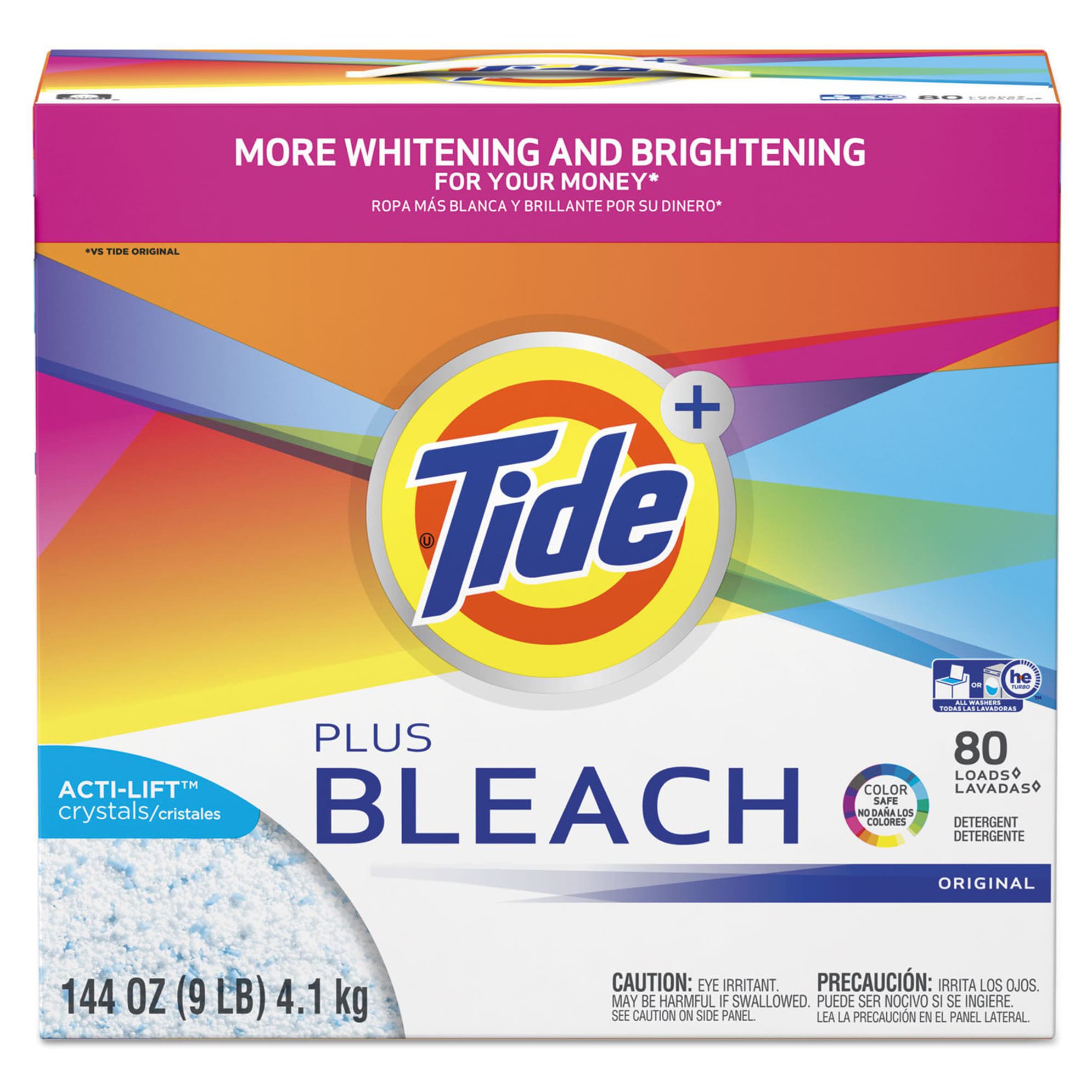 Tide Original Scent Powder 144 oz Laundry Detergent with Bleach - Case of 2
