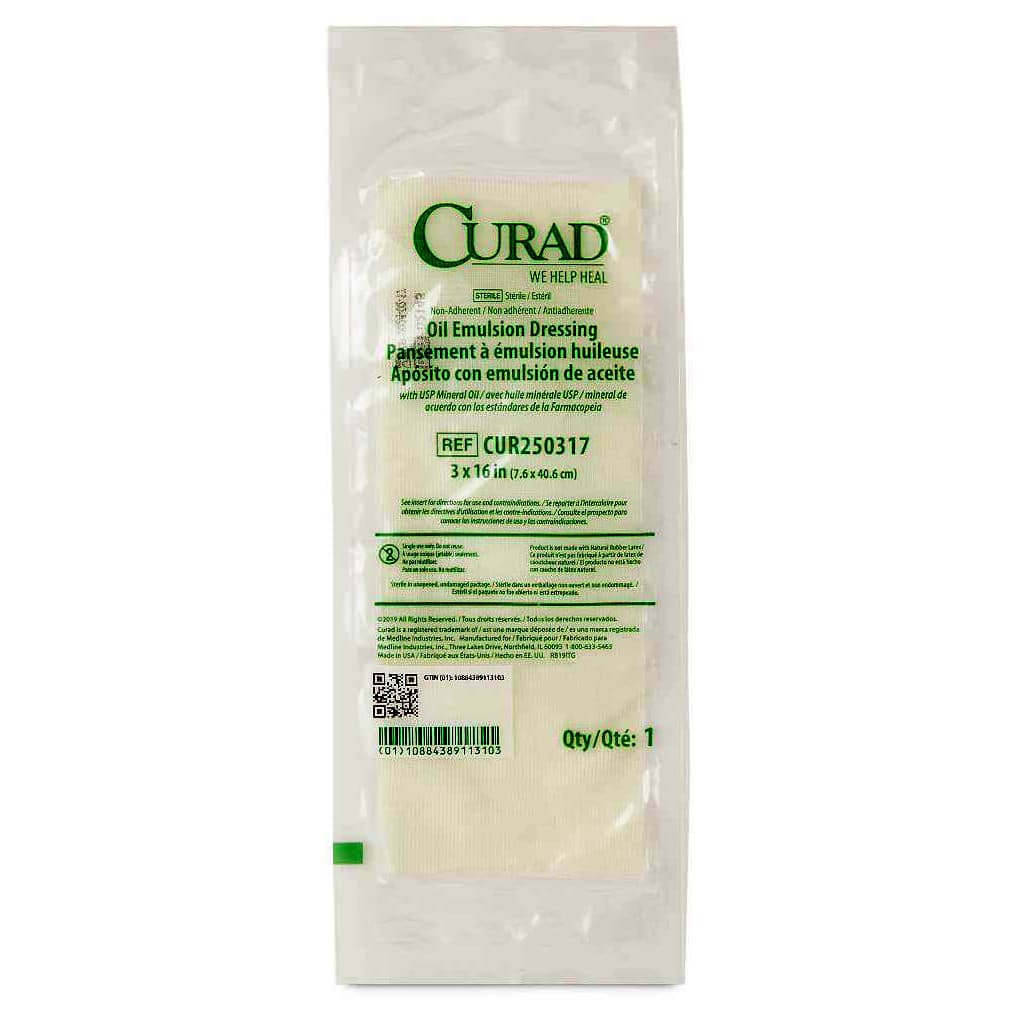 Curad Non-adherent Oil Emulsion Dressing, Sterile, 3 x 16 Inch - Each - Image 1