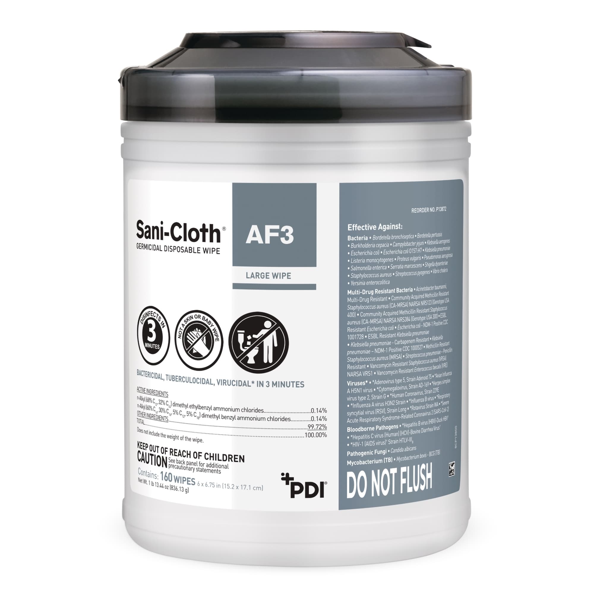Sani-Cloth AF3 Germicidal Disposable Wipes, Canister, Large - Box of 160 - Image 1