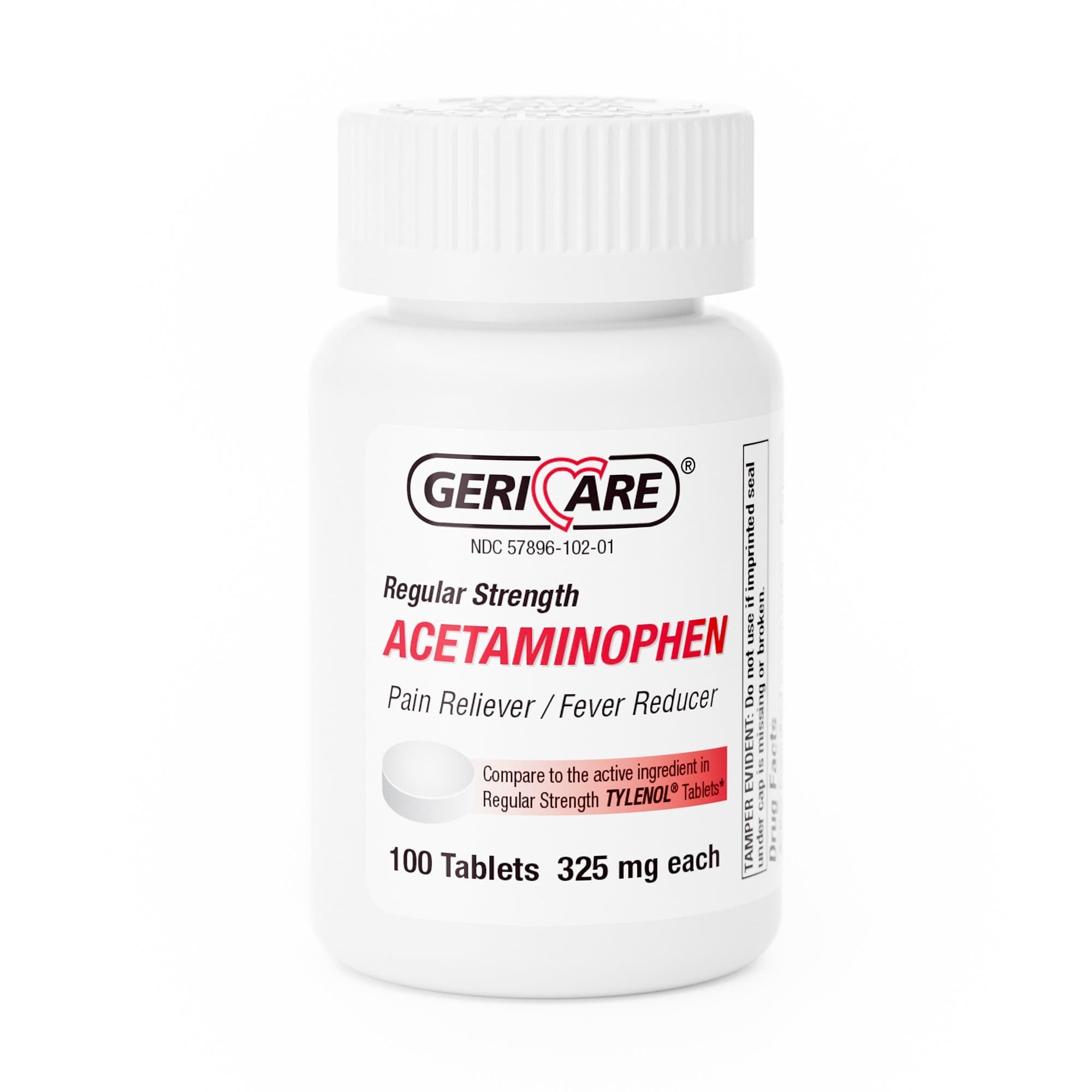 Geri-Care 325 mg Acetaminophen Pain Relief Tablets - 100 per Bottle - Image 1