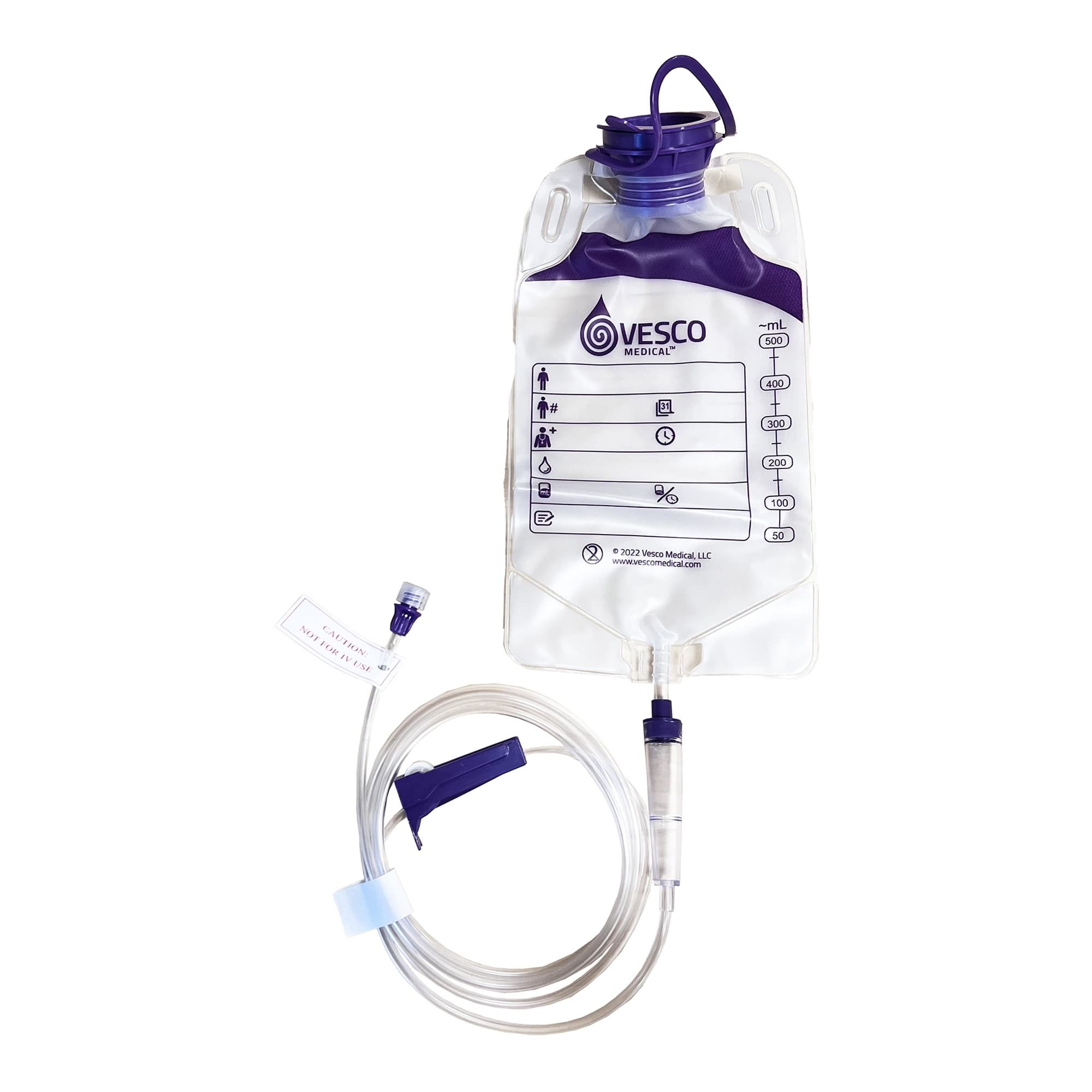 Vesco Top Fill Gravity Feeding Bag Set with ENFit Connector, 500 ml - Each - Image 1
