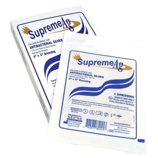 Supreme Ag Silver Calcium Alginate Dressing, 2 x 2 Inch - Box of 10 - Image 1