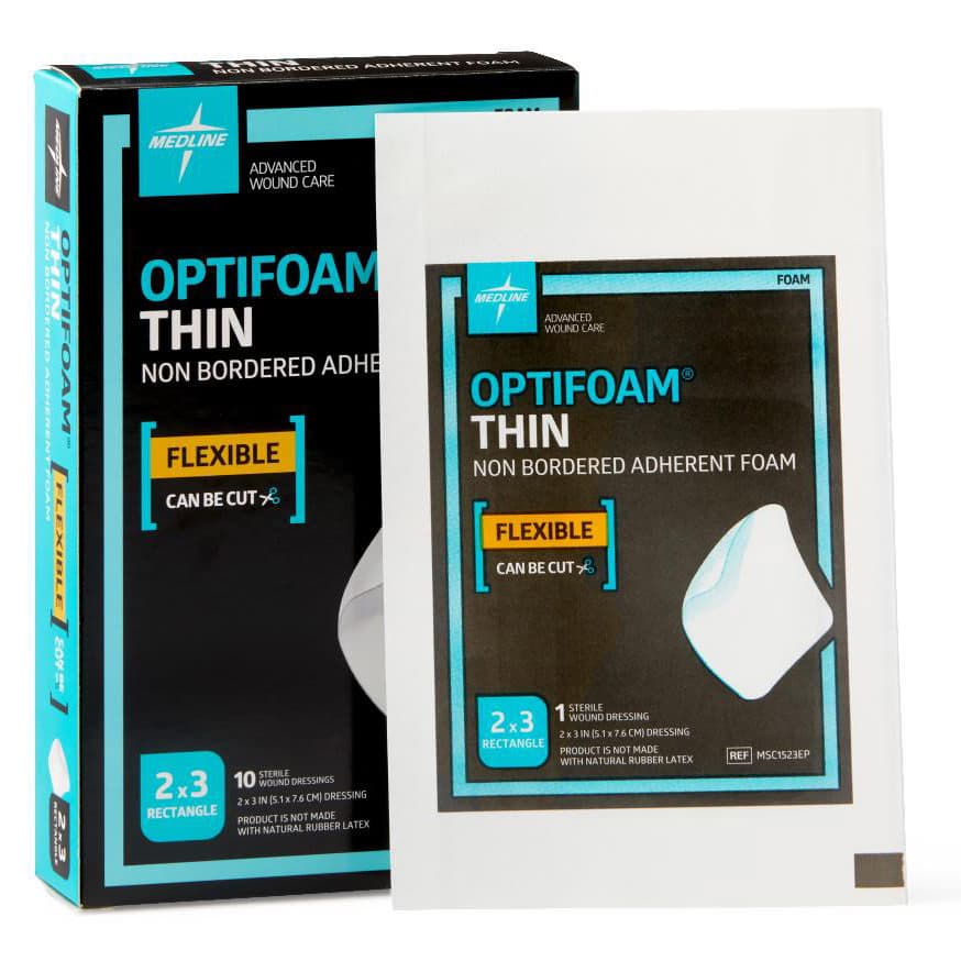 Optifoam Thin Non Bordered Adhesive Foam Dressing, Sterile - Image 2