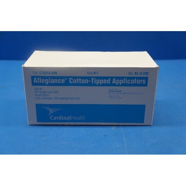 Cardinal Swabstick 6 Inch Wood Shaft Sterile Cotton Tip - Image 1