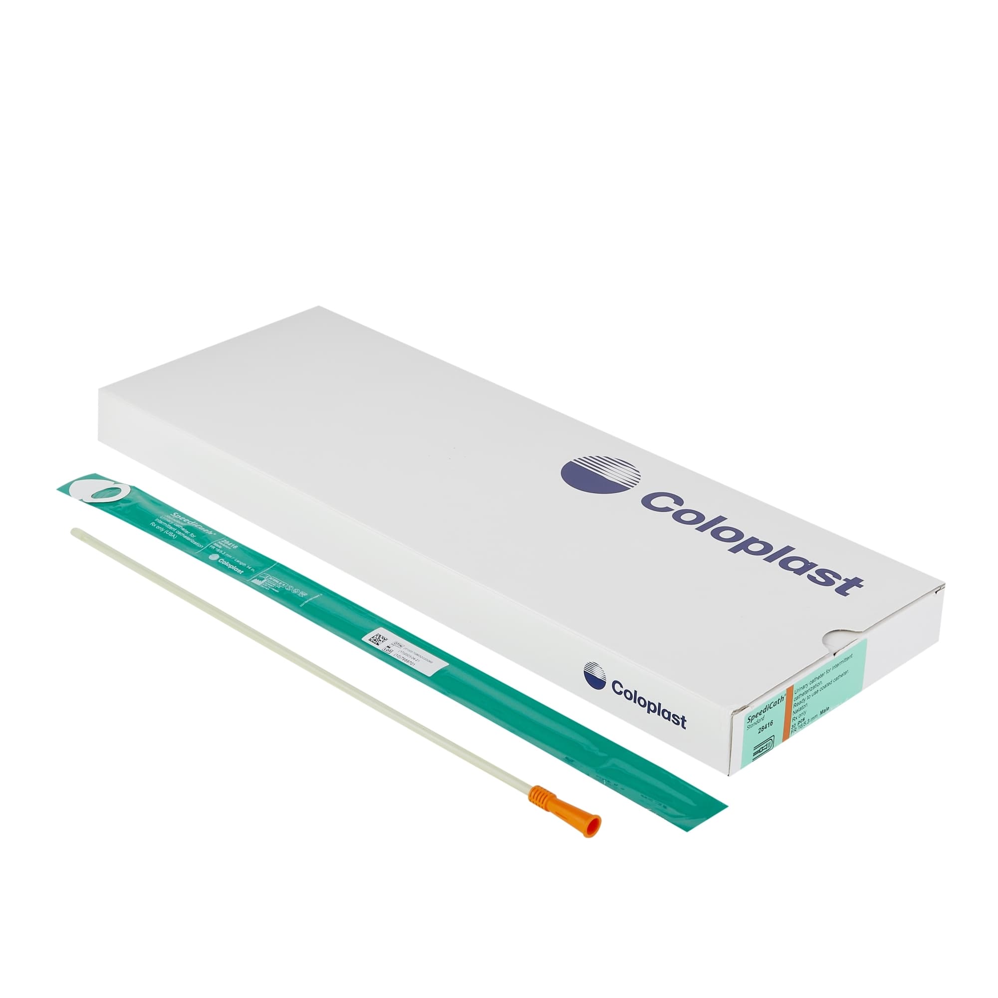 SpeediCath Standard Hydrophilic Male Catheter with Straight Tip, 16 Fr, 14" - Box of 30 - Image 1