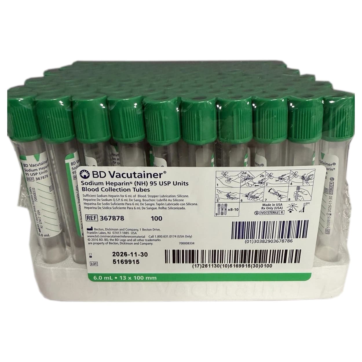 BD Vacutainer Sodium Heparin Blood Collection Tube with Hemogard Closure - Image 2