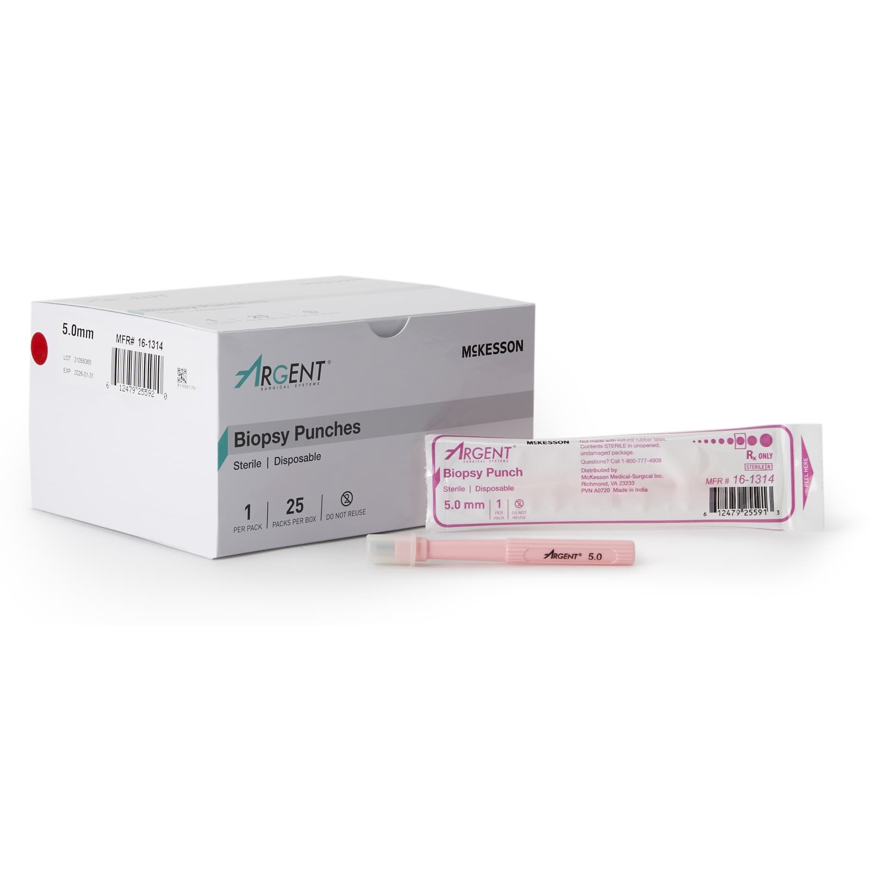 McKesson Argent Biopsy Punch, Dermal, 5 mm - Box of 25 - Image 1