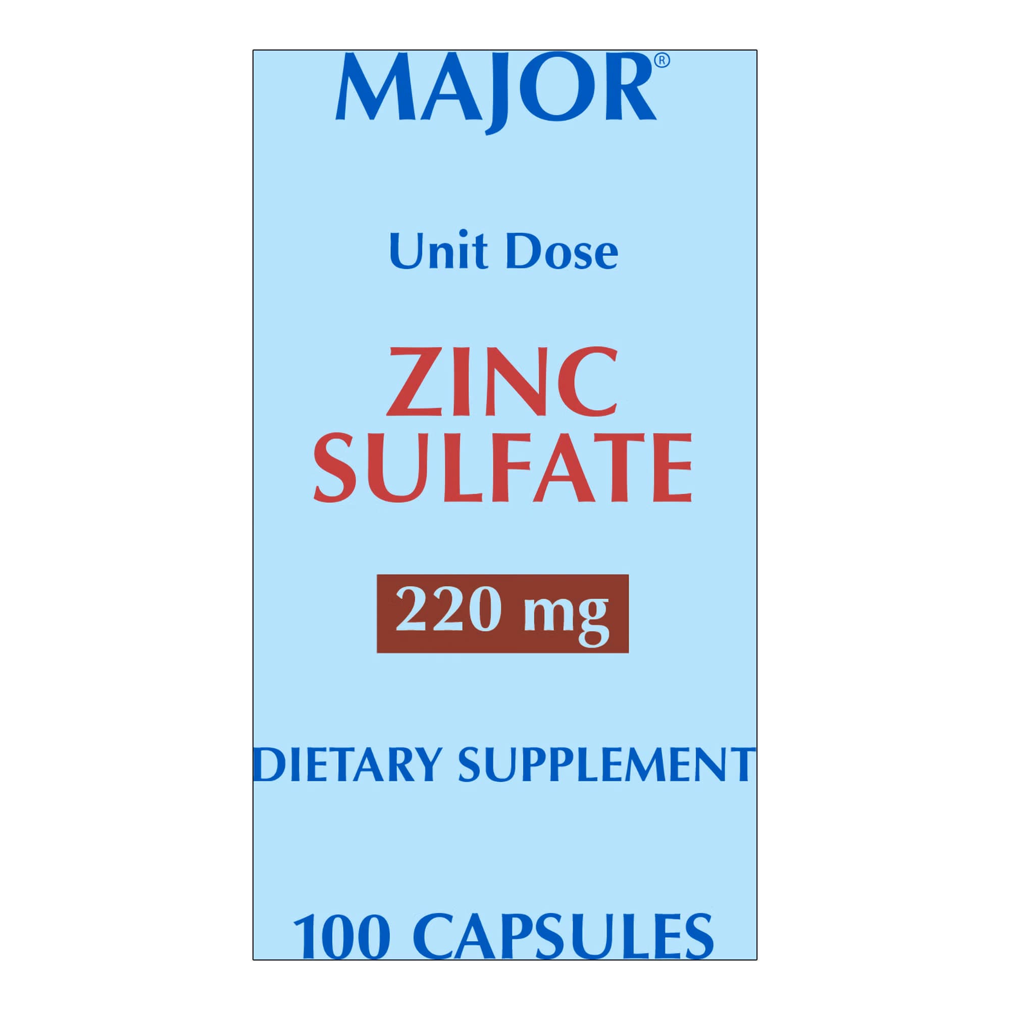 Major Zinc Sulphate Dietary Supplement Capsule, 200 mg - Box of 100 - Image 1