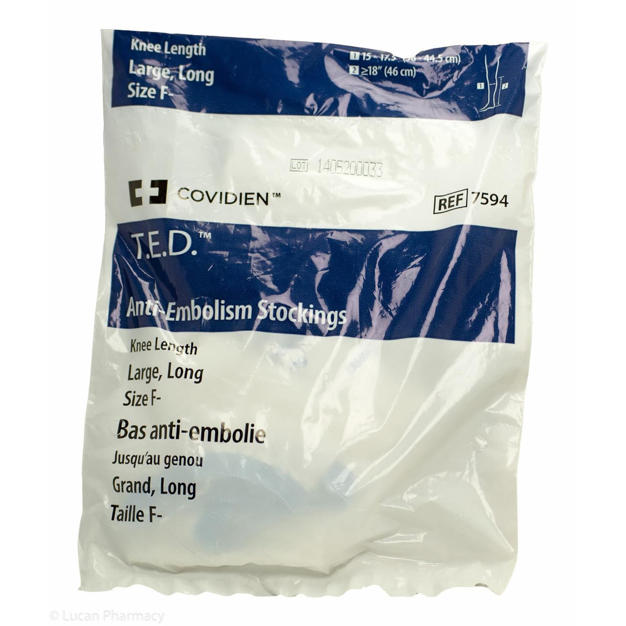 T.E.D Knee High Anti-Embolism Stockings, White, Large-Long - Pair - Image 1