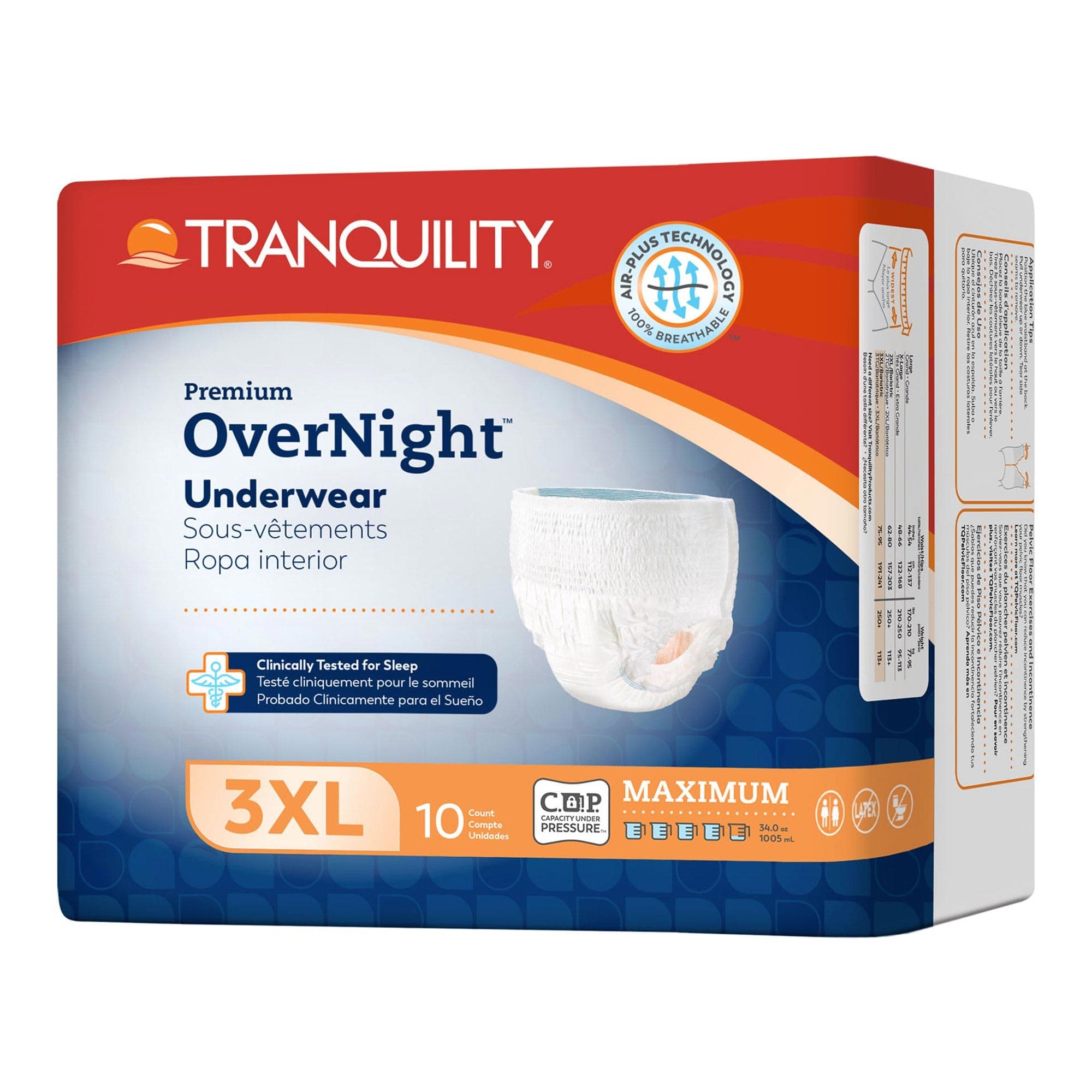 Tranquility Premium OverNight Absorbent Underwear, 3XLarge - Package of 10 - Image 1
